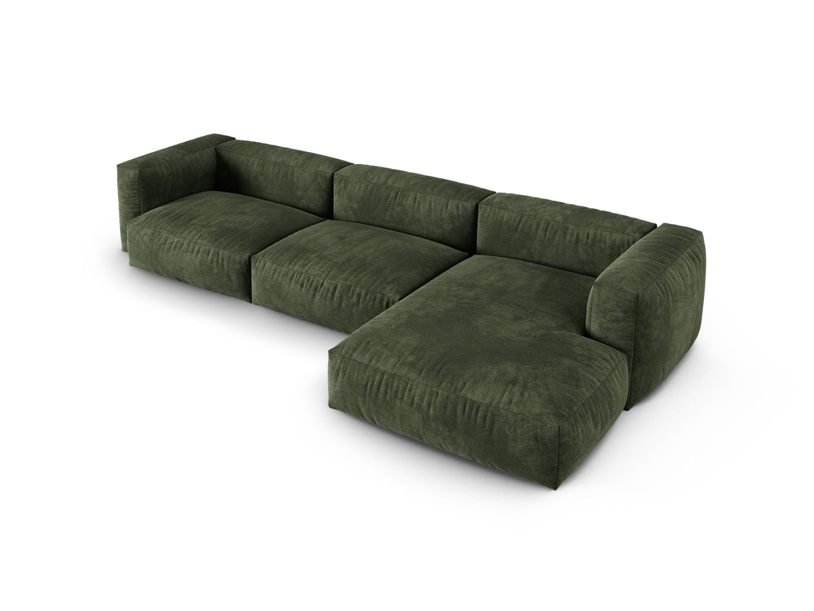 Velvet Modular Right Corner Sofa XL, "Martina", 3 Seats, 330x176x75