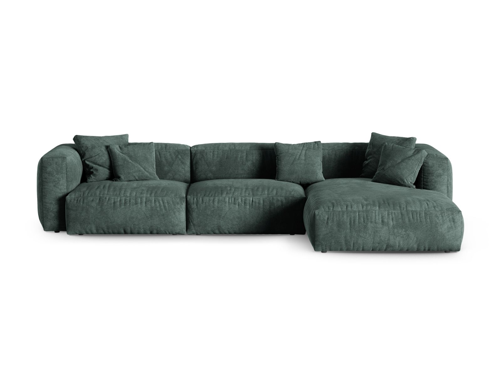 Velvet Modular Right Corner Sofa XL, "Martina", 3 Seats, 330x176x75