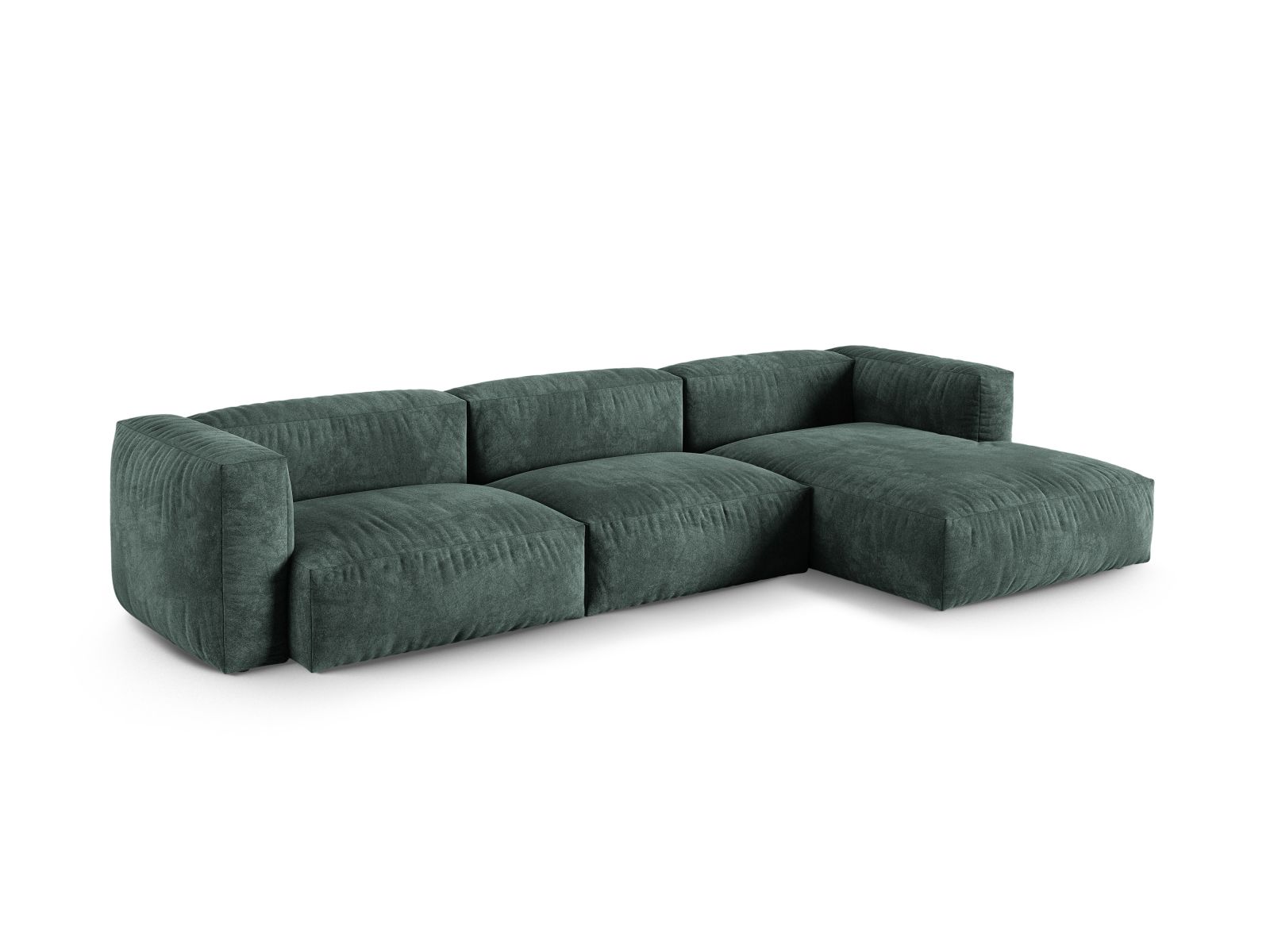 Velvet Modular Right Corner Sofa XL, "Martina", 3 Seats, 330x176x75