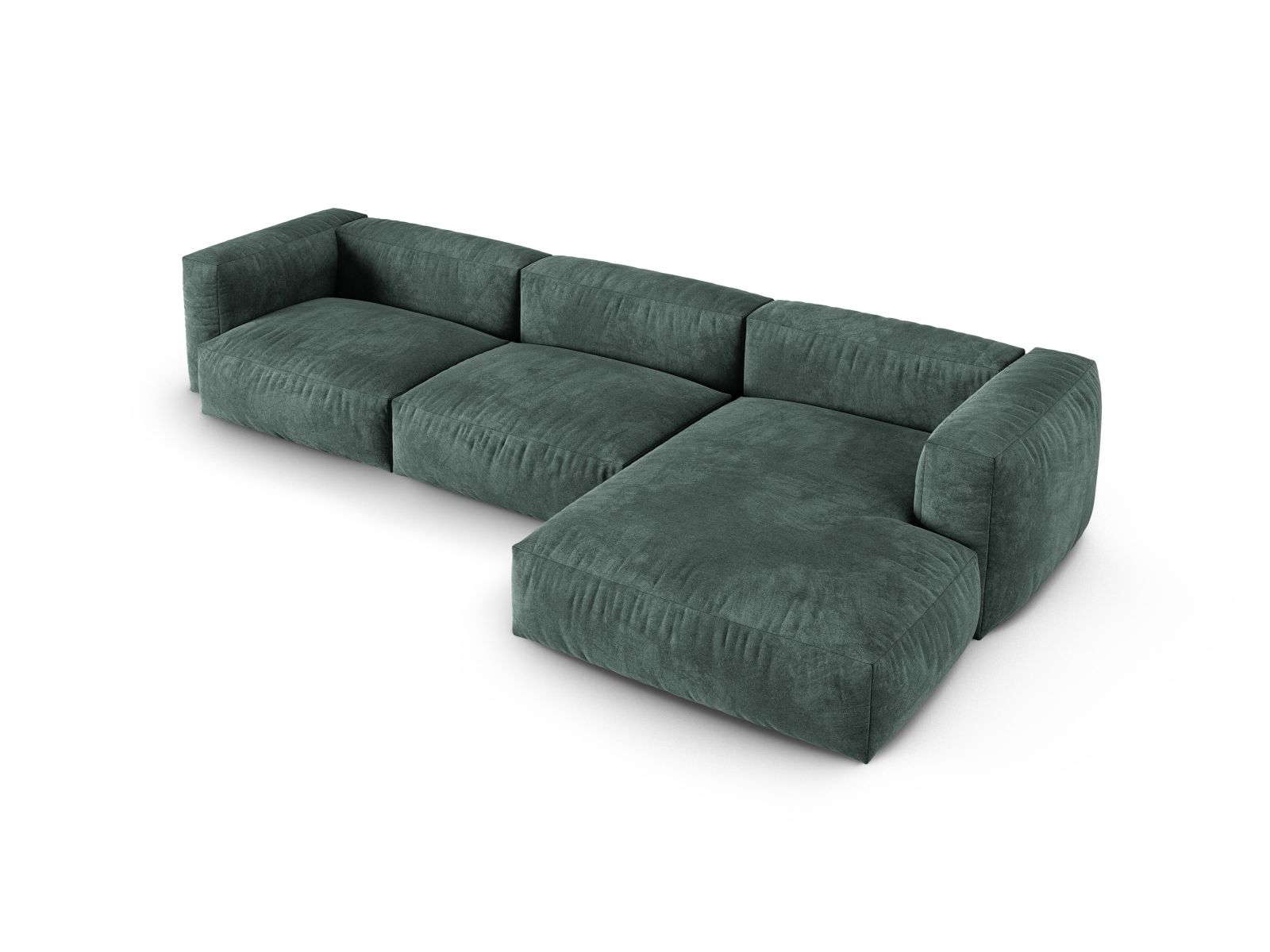 Velvet Modular Right Corner Sofa XL, "Martina", 3 Seats, 330x176x75