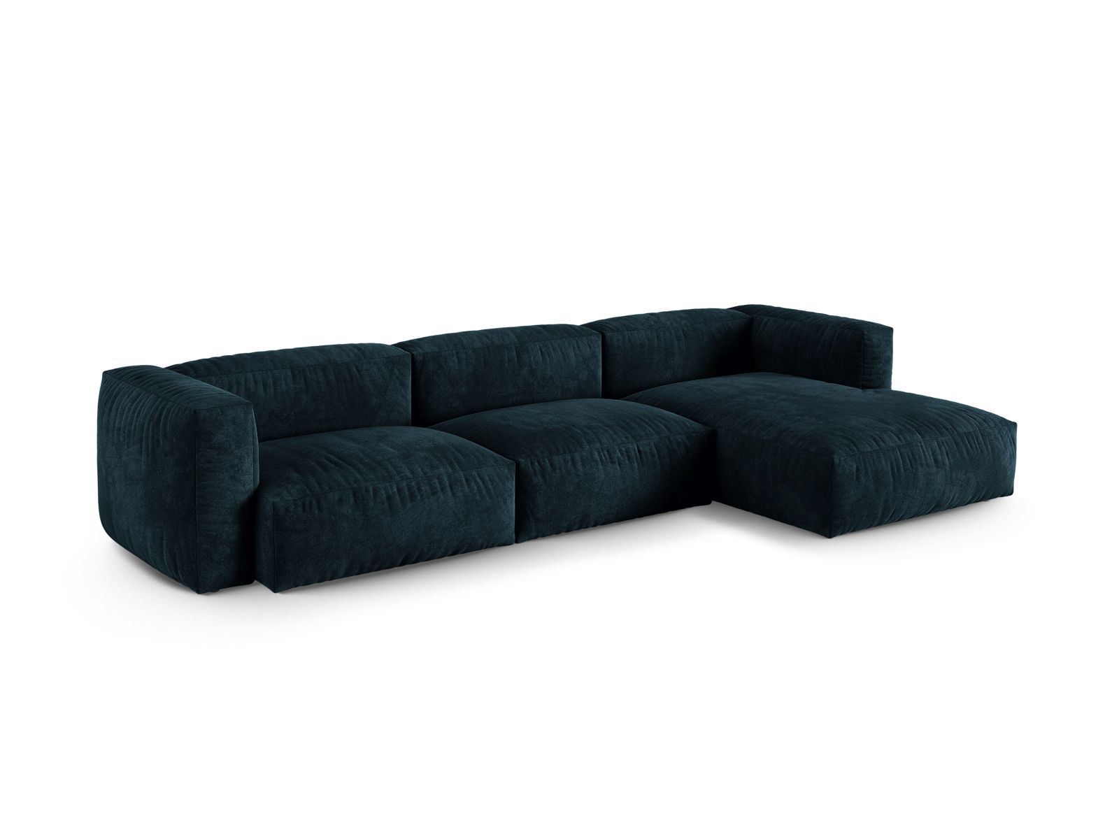 Velvet Modular Right Corner Sofa XL, "Martina", 3 Seats, 330x176x75