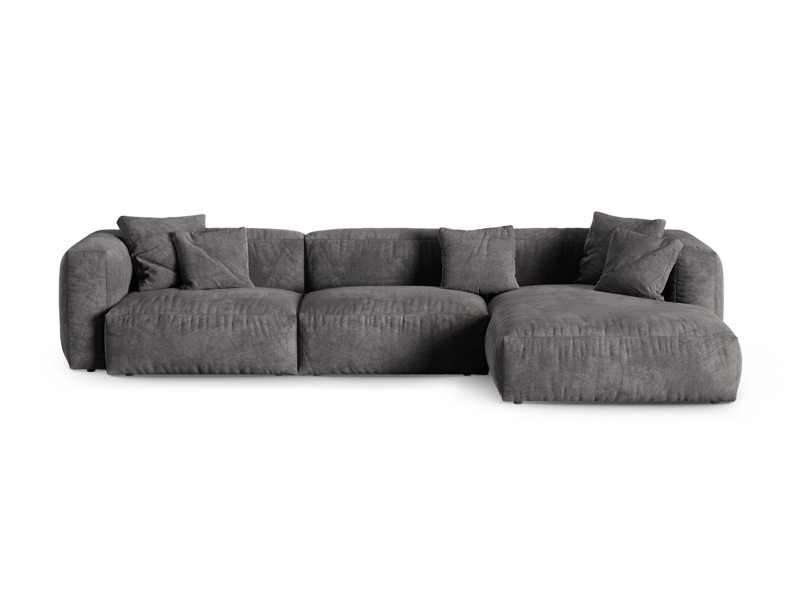 Velvet Modular Right Corner Sofa XL, "Martina", 3 Seats, 330x176x75