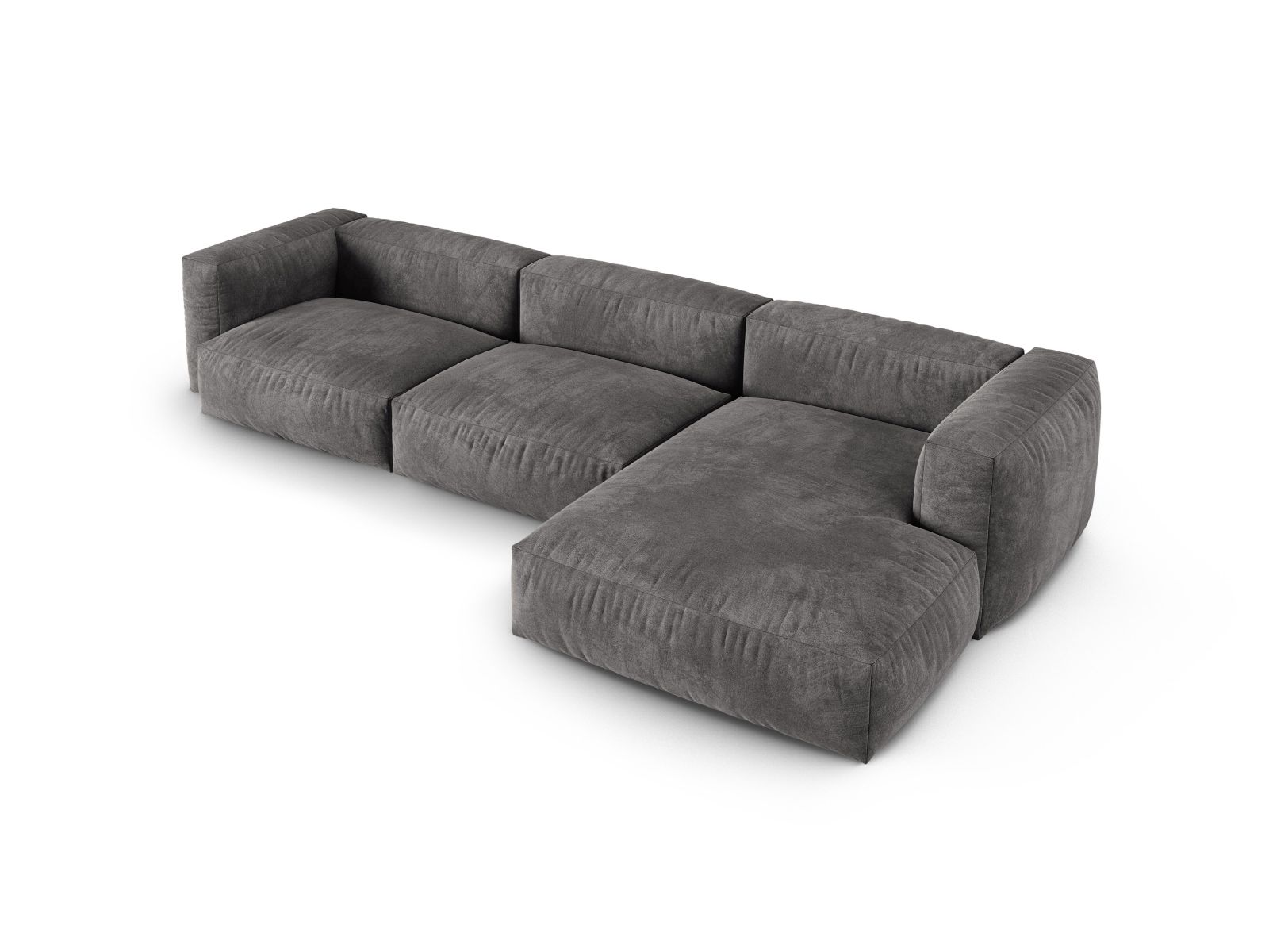 Velvet Modular Right Corner Sofa XL, "Martina", 3 Seats, 330x176x75