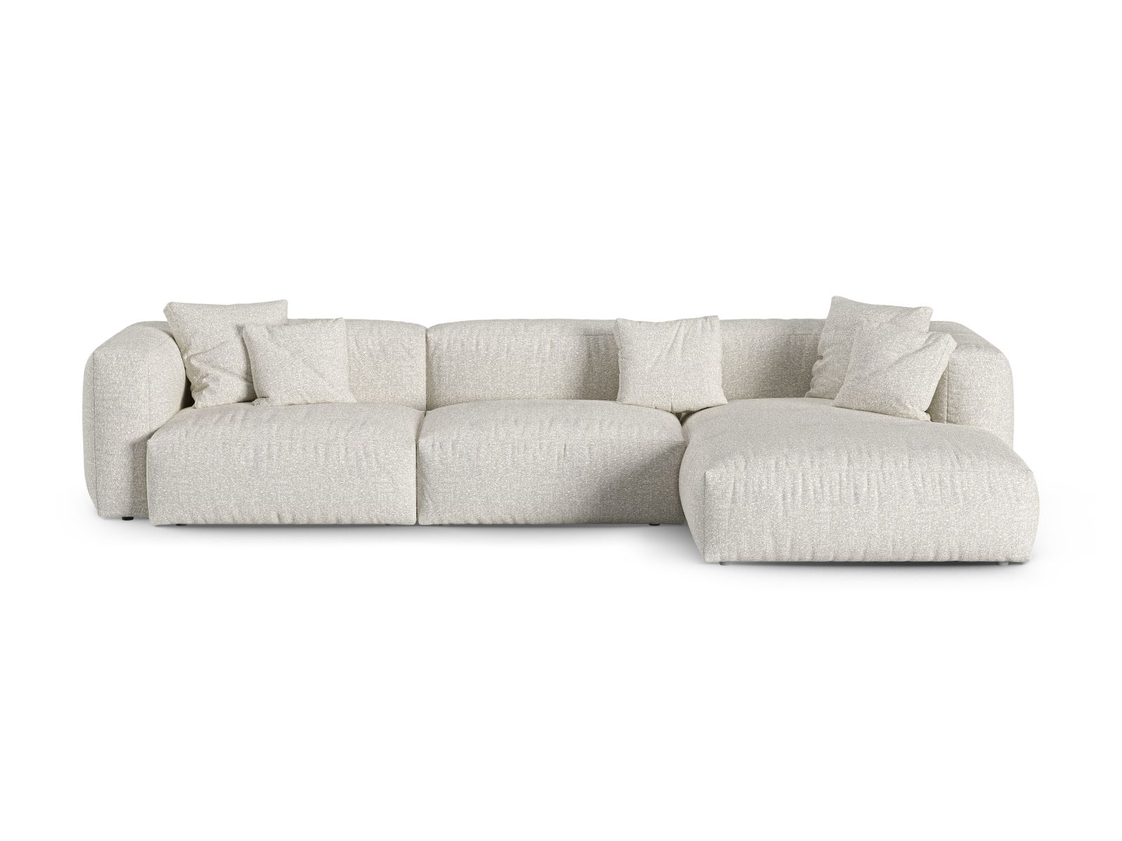 Boucle Modular Right Corner Sofa XL, "Martina", 3 Seats, 330x176x75