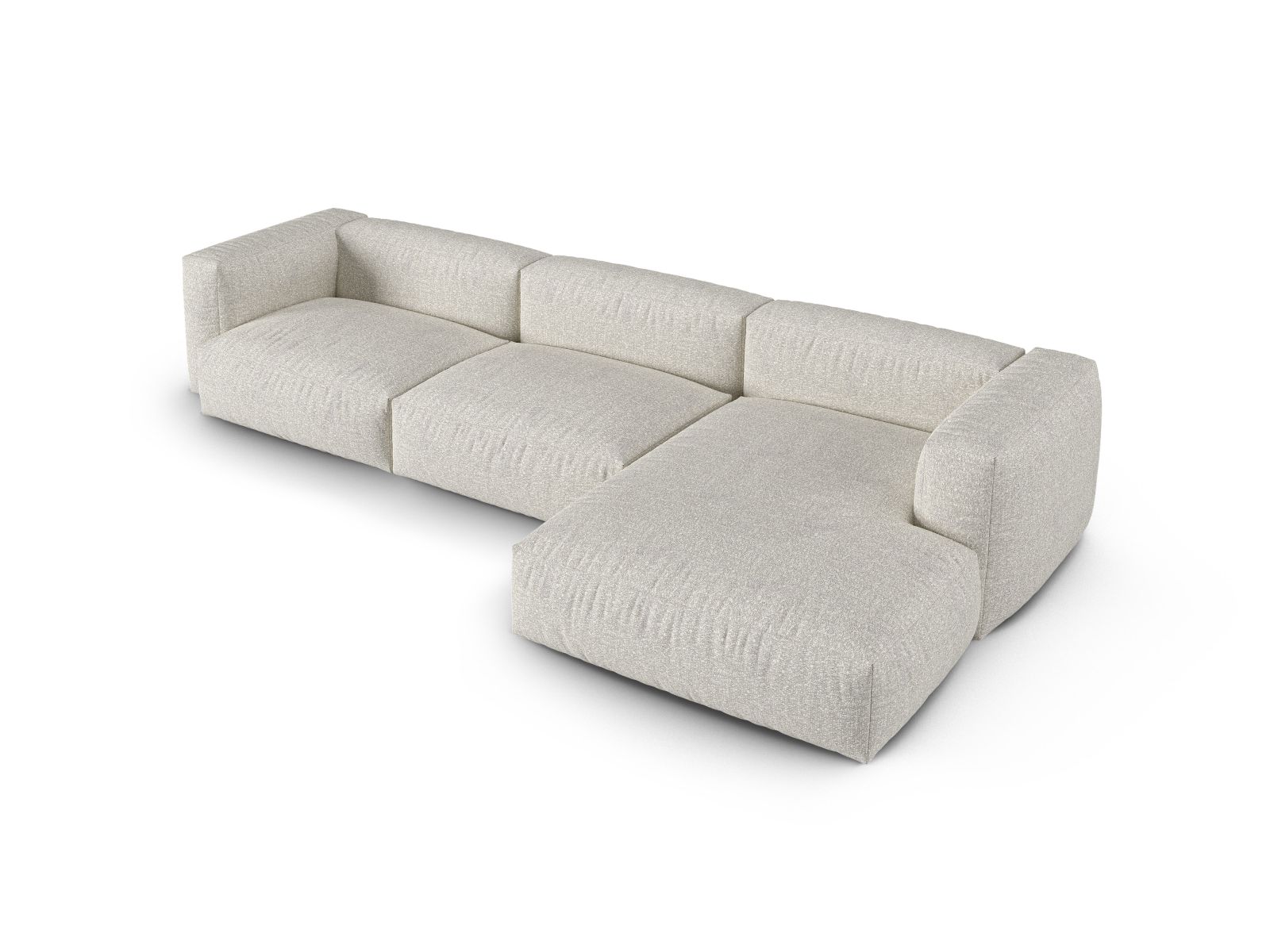 Boucle Modular Right Corner Sofa XL, "Martina", 3 Seats, 330x176x75