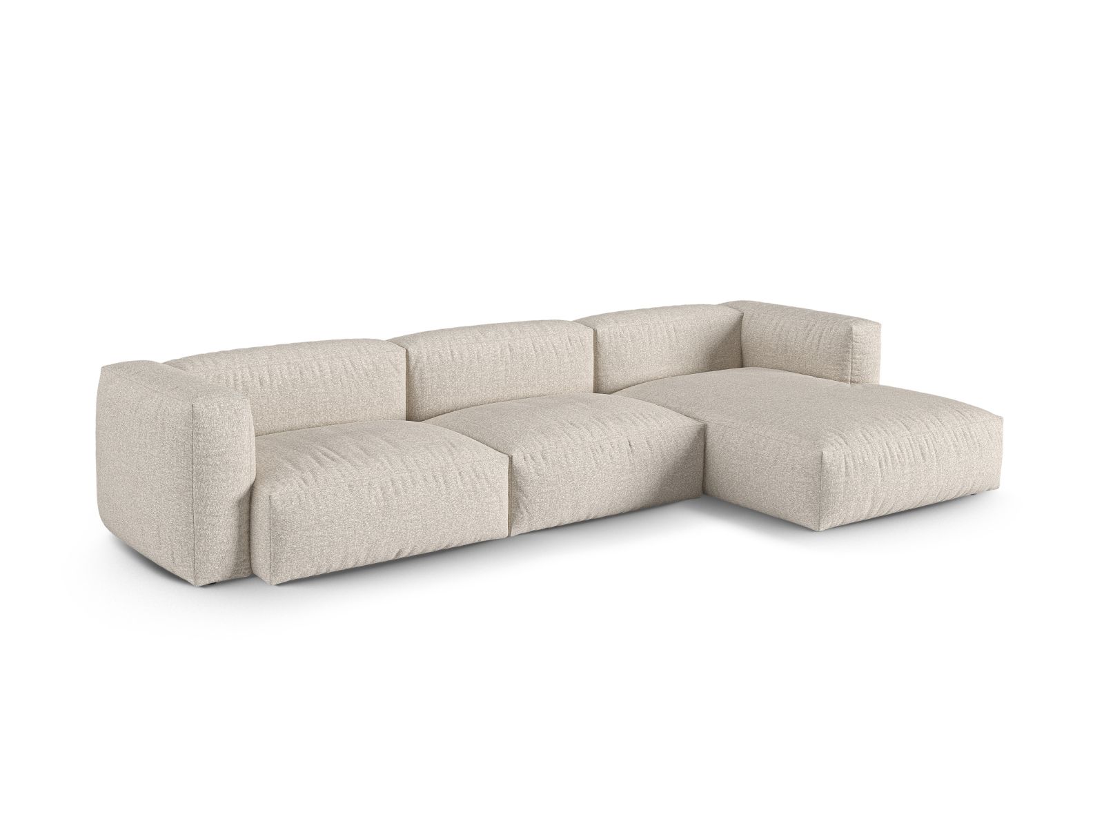 Boucle Modular Right Corner Sofa XL, "Martina", 3 Seats, 330x176x75