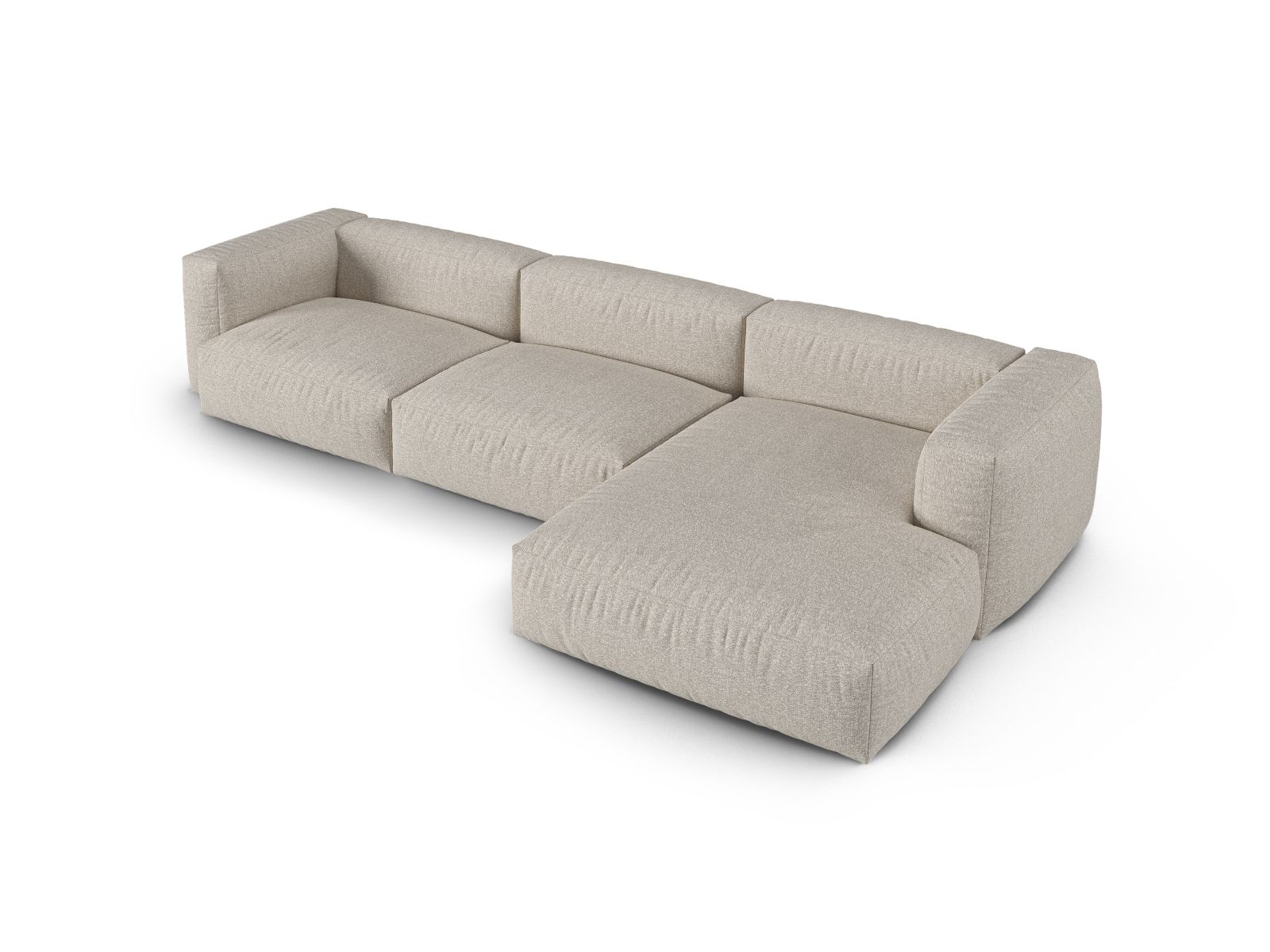Boucle Modular Right Corner Sofa XL, "Martina", 3 Seats, 330x176x75