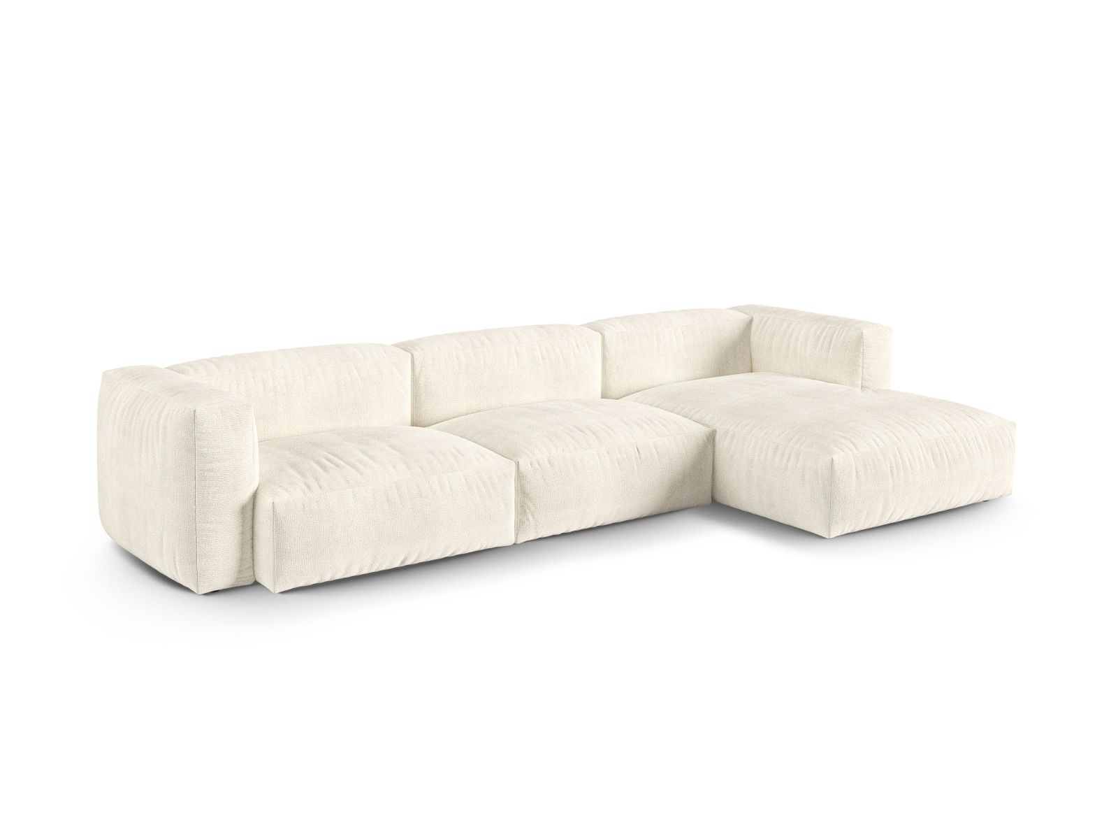 Boucle Modular Right Corner Sofa XL, "Martina", 3 Seats, 330x176x75
