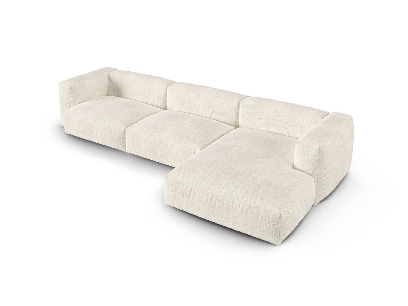 Boucle Modular Right Corner Sofa XL, "Martina", 3 Seats, 330x176x75
