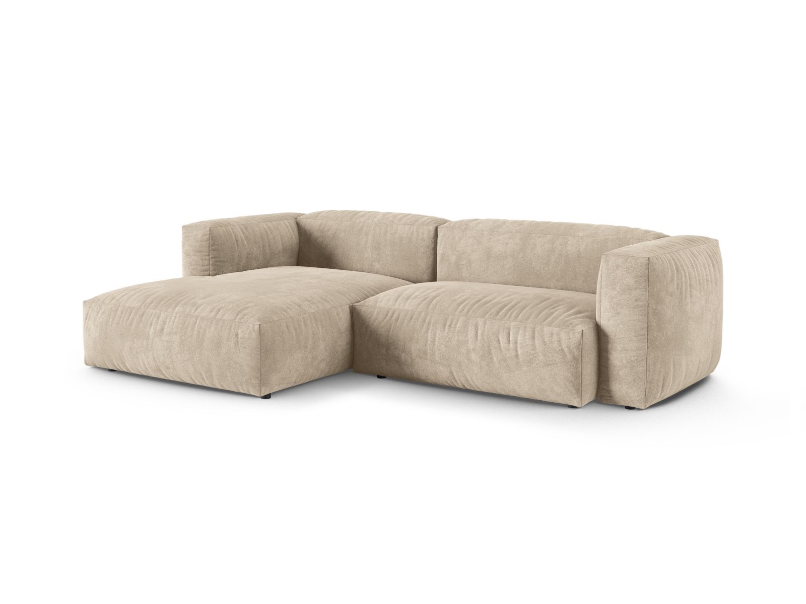 Velvet Modular Left Corner Sofa XL, "Martina", 2 Seats, 280x176x75