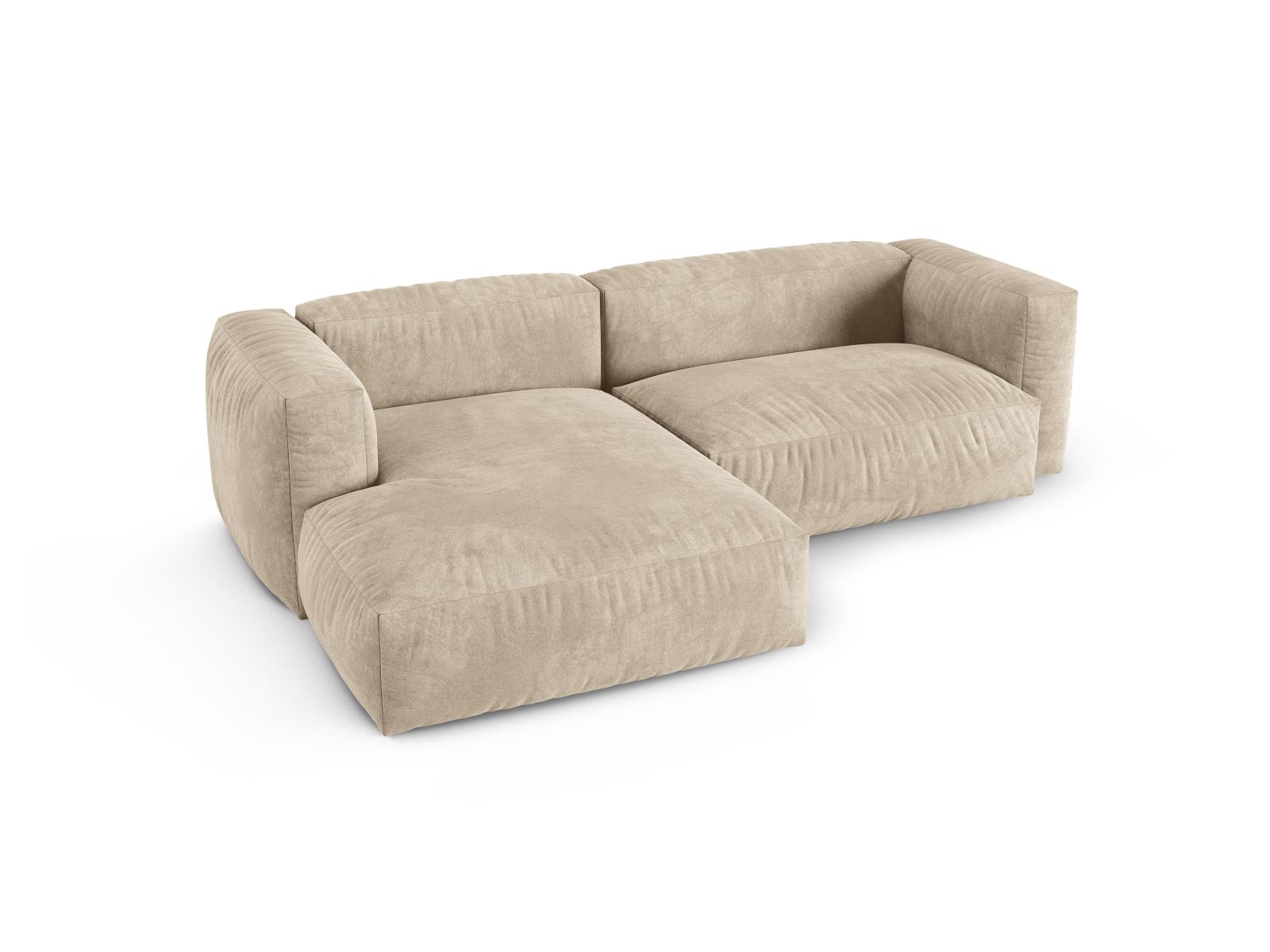 Velvet Modular Left Corner Sofa XL, "Martina", 2 Seats, 280x176x75
