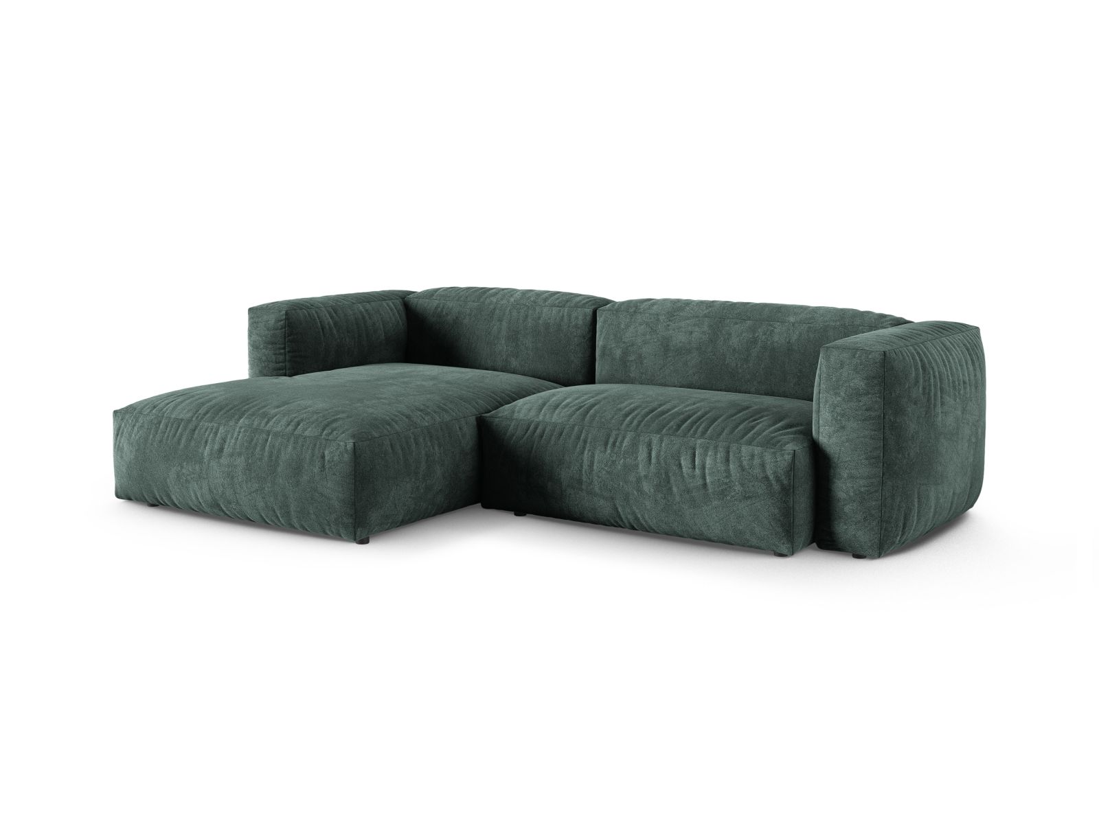 Velvet Modular Left Corner Sofa XL, "Martina", 2 Seats, 280x176x75