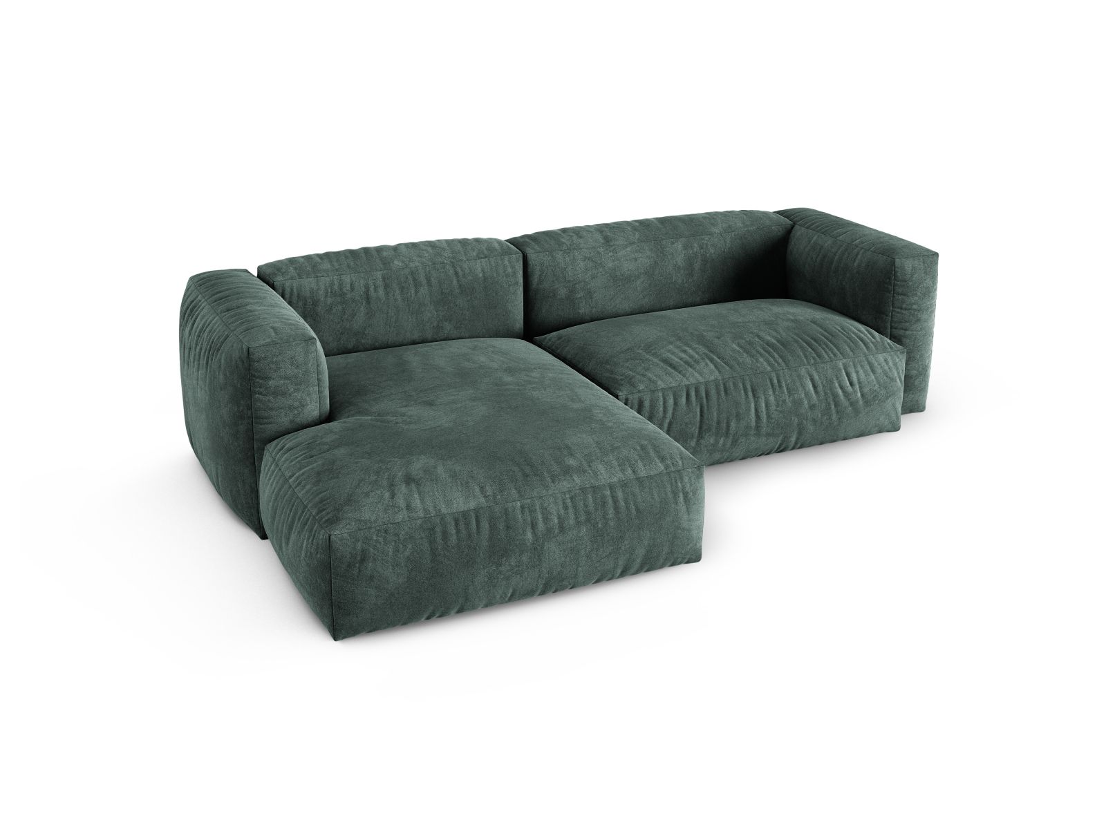 Velvet Modular Left Corner Sofa XL, "Martina", 2 Seats, 280x176x75