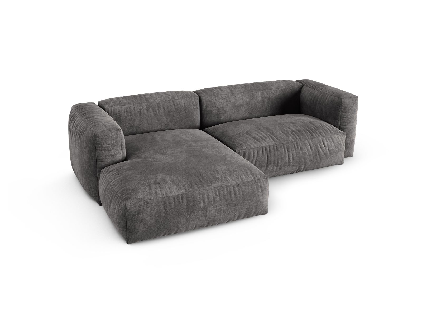 Velvet Modular Left Corner Sofa XL, "Martina", 2 Seats, 280x176x75