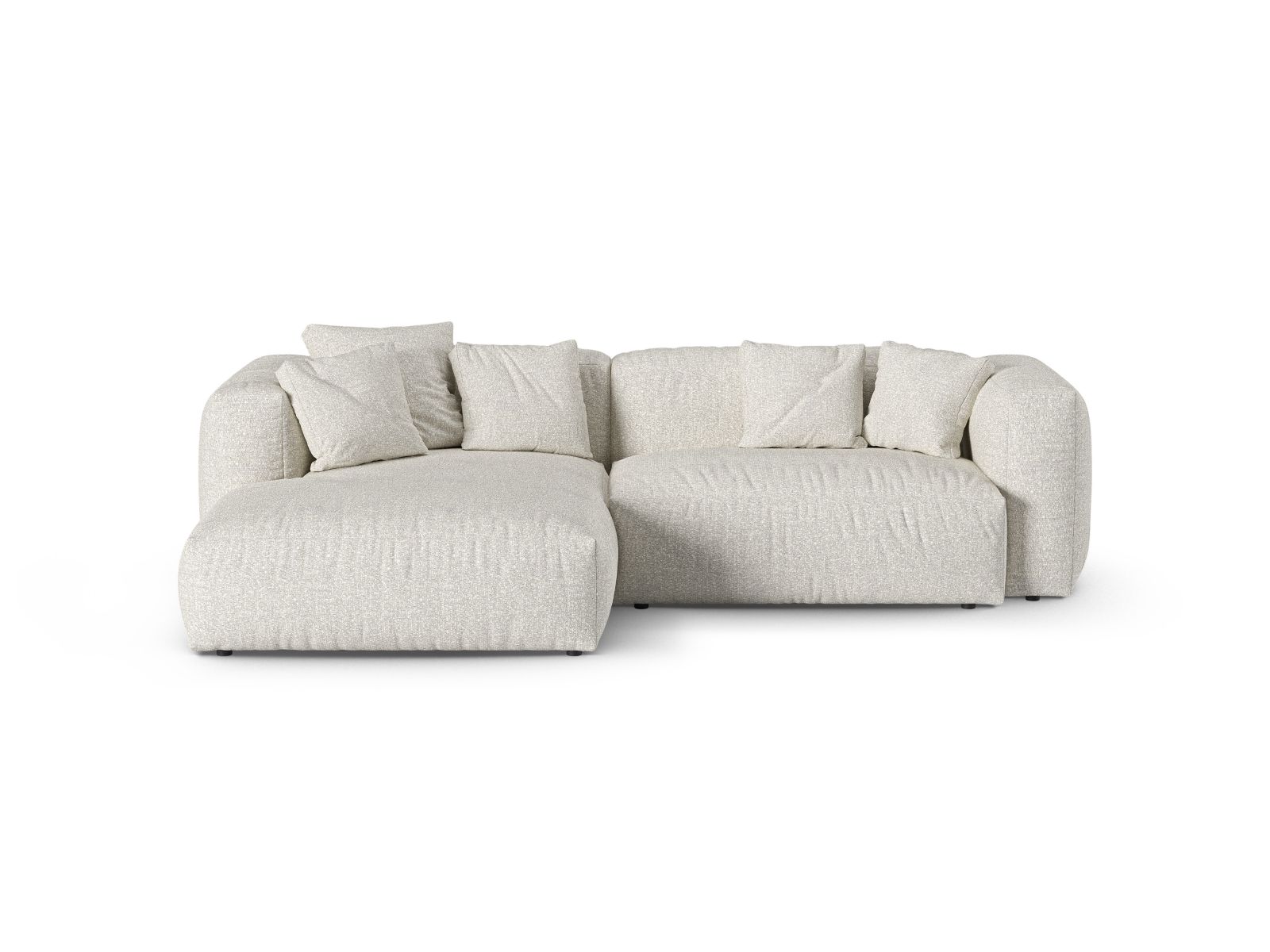 Boucle Modular Left Corner Sofa XL, "Martina", 2 Seats, 280x176x75