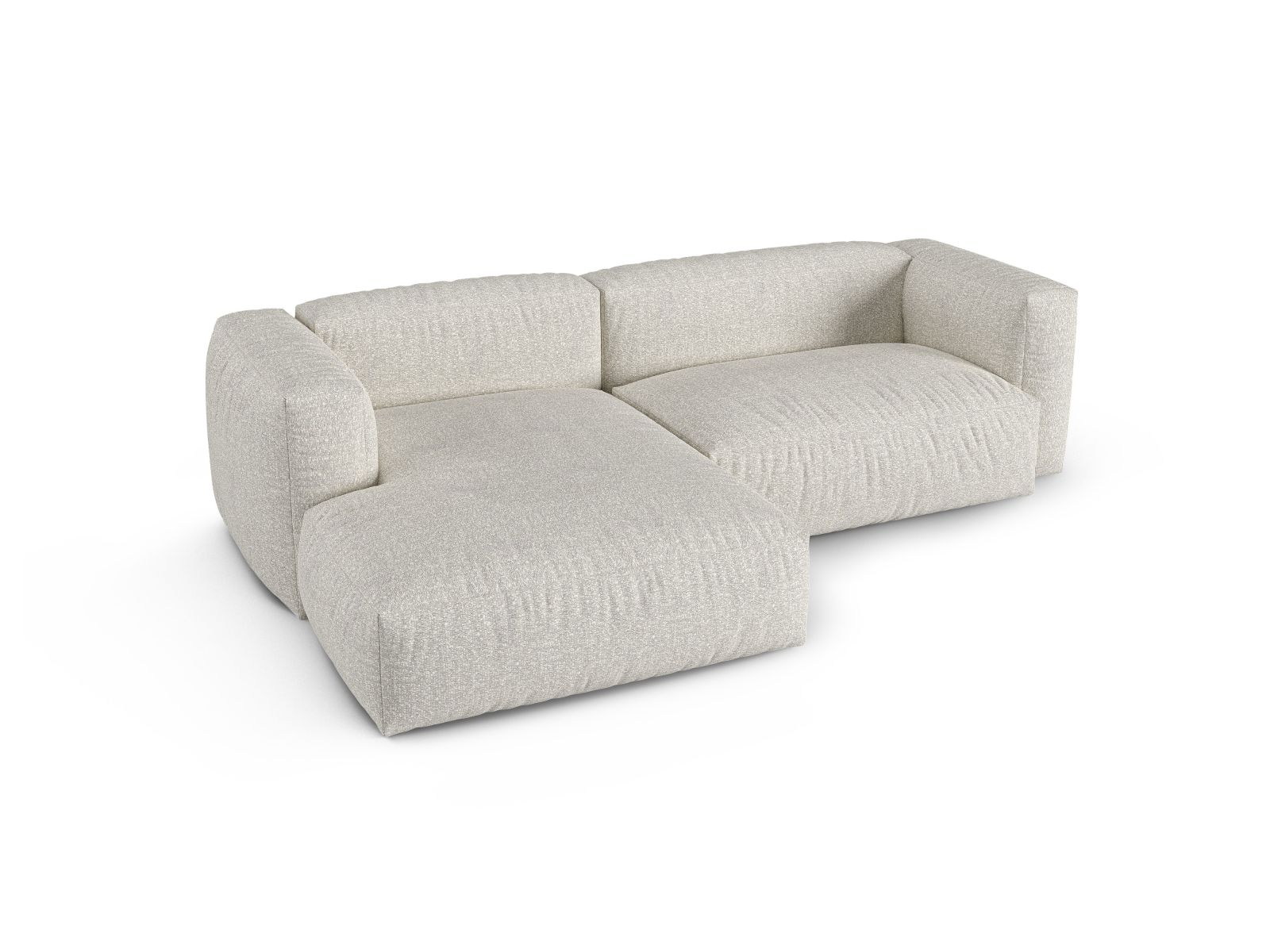 Boucle Modular Left Corner Sofa XL, "Martina", 2 Seats, 280x176x75
