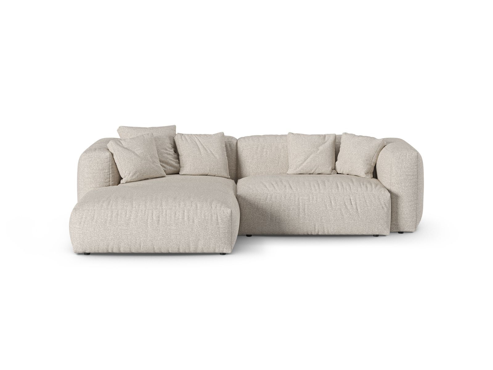 Boucle Modular Left Corner Sofa XL, "Martina", 2 Seats, 280x176x75