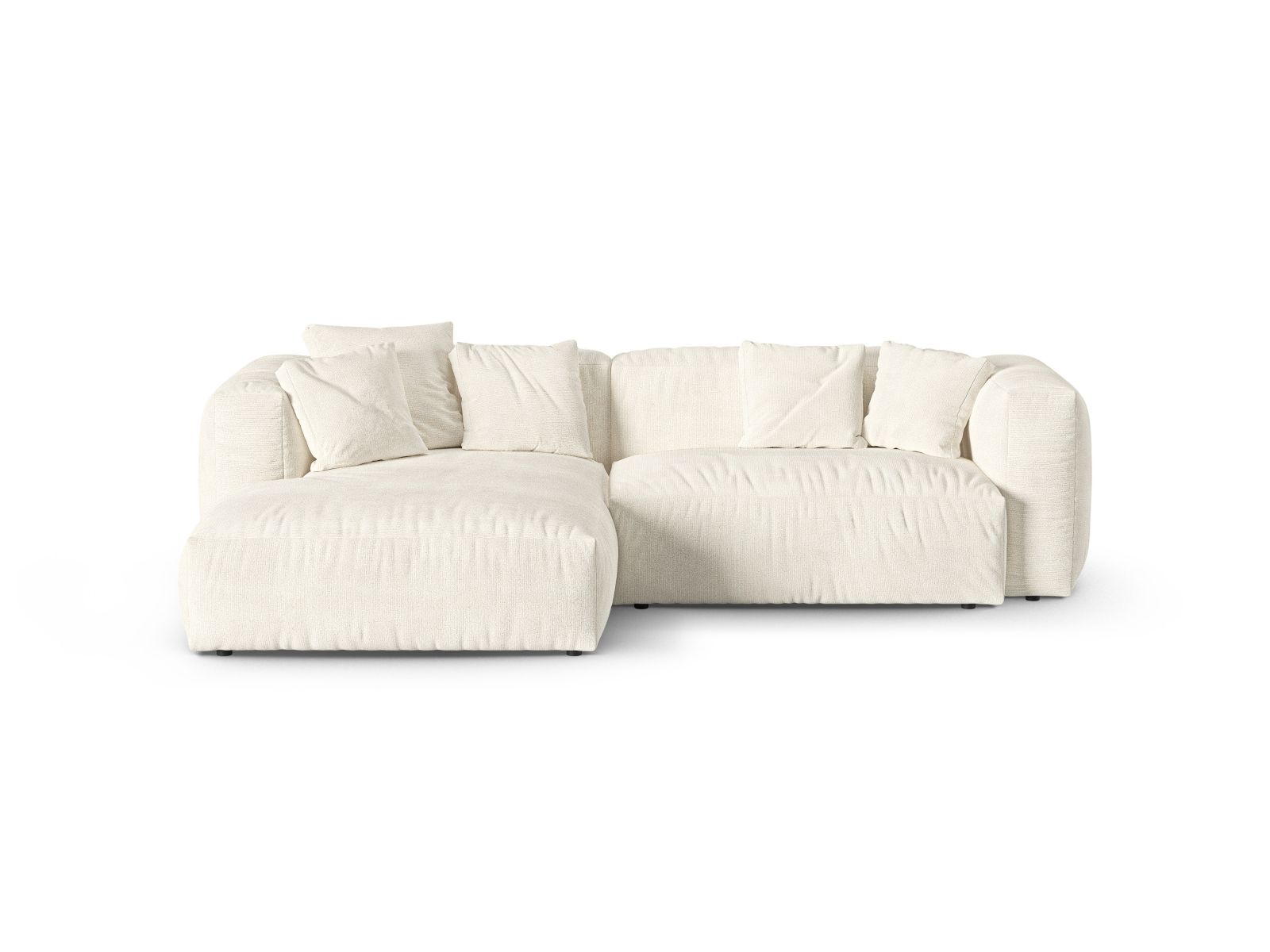 Boucle Modular Left Corner Sofa XL, "Martina", 2 Seats, 280x176x75