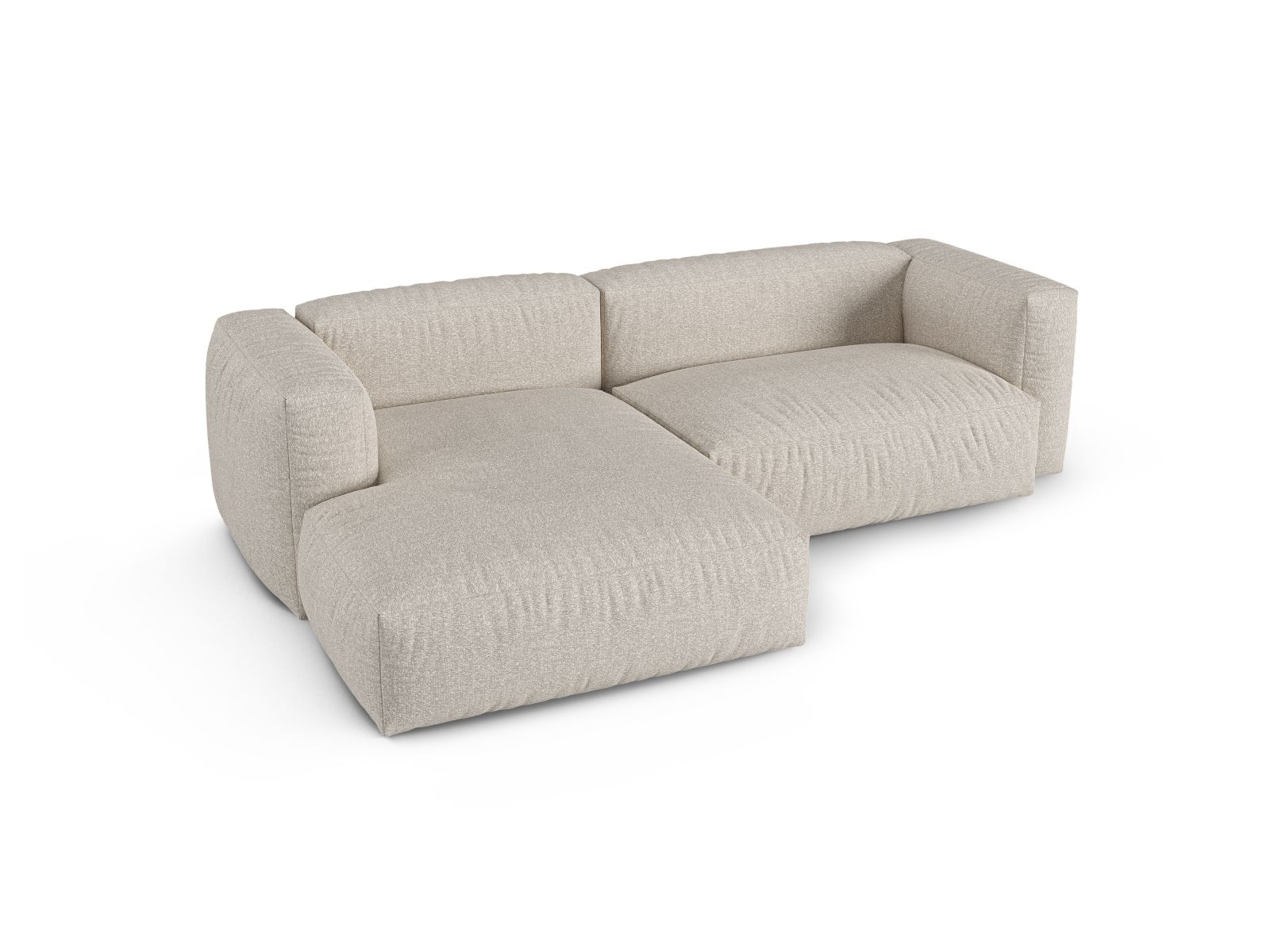 Boucle Modular Left Corner Sofa XL, "Martina", 2 Seats, 280x176x75