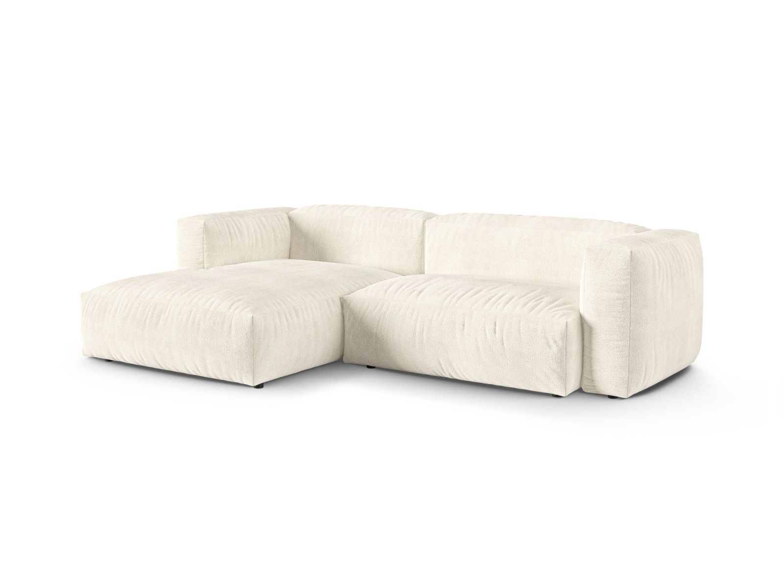 Boucle Modular Left Corner Sofa XL, "Martina", 2 Seats, 280x176x75