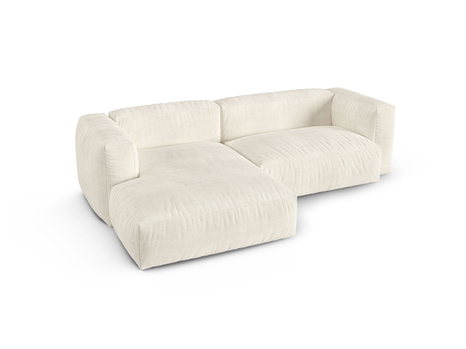Boucle Modular Left Corner Sofa XL, "Martina", 2 Seats, 280x176x75