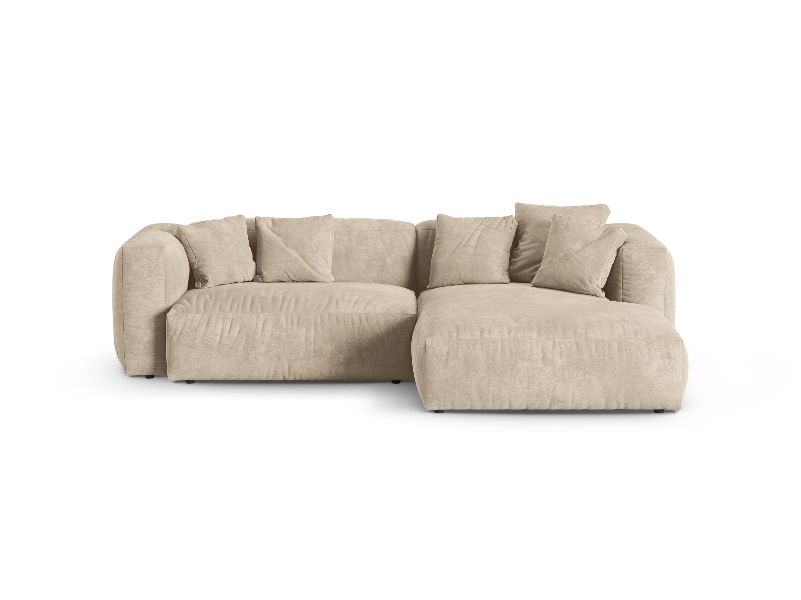Velvet Modular Right Corner Sofa XL, "Martina", 2 Seats, 280x176x75