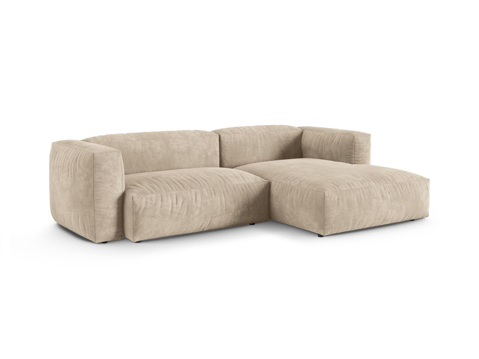 Velvet Modular Right Corner Sofa XL, "Martina", 2 Seats, 280x176x75