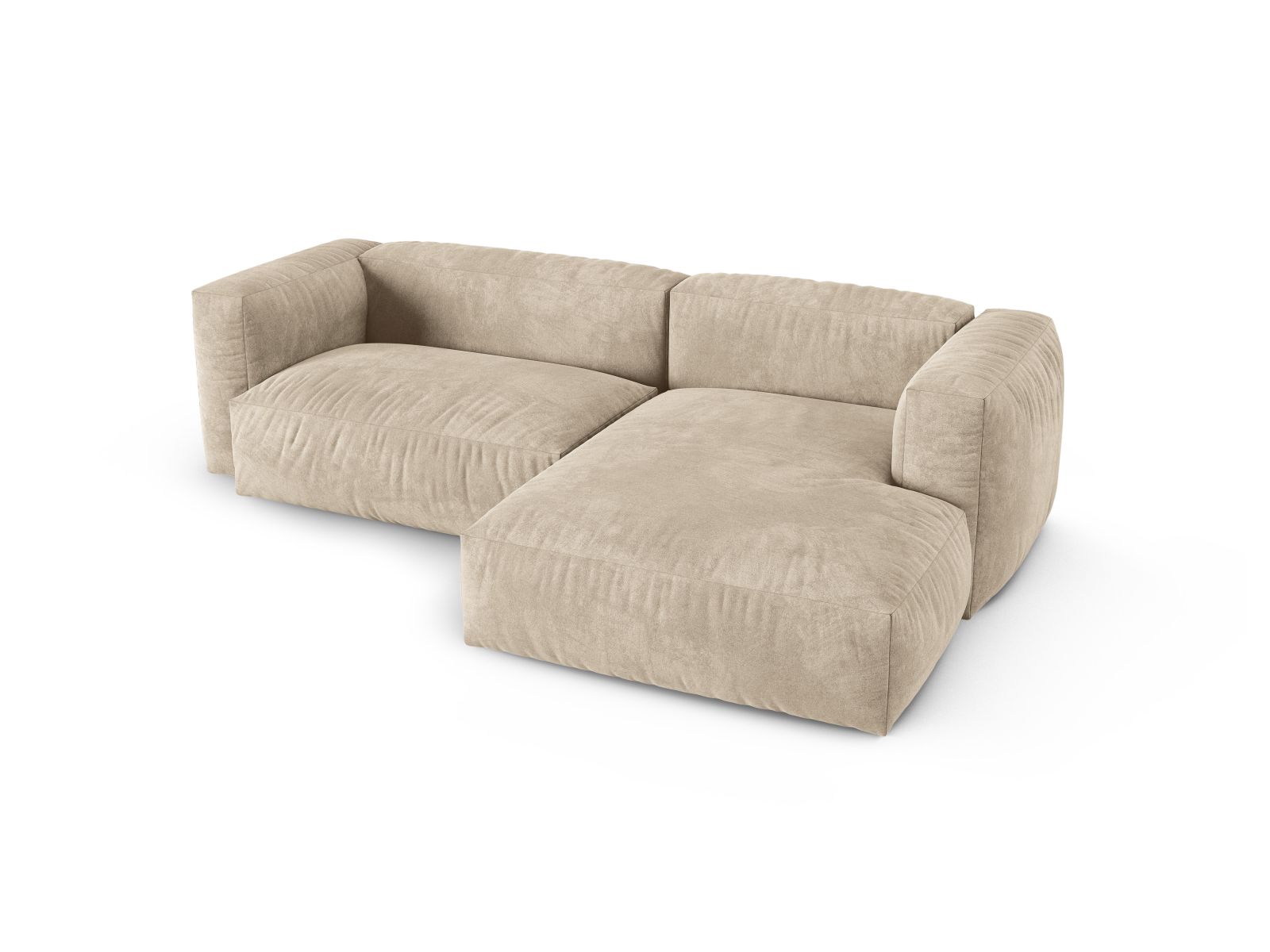 Velvet Modular Right Corner Sofa XL, "Martina", 2 Seats, 280x176x75