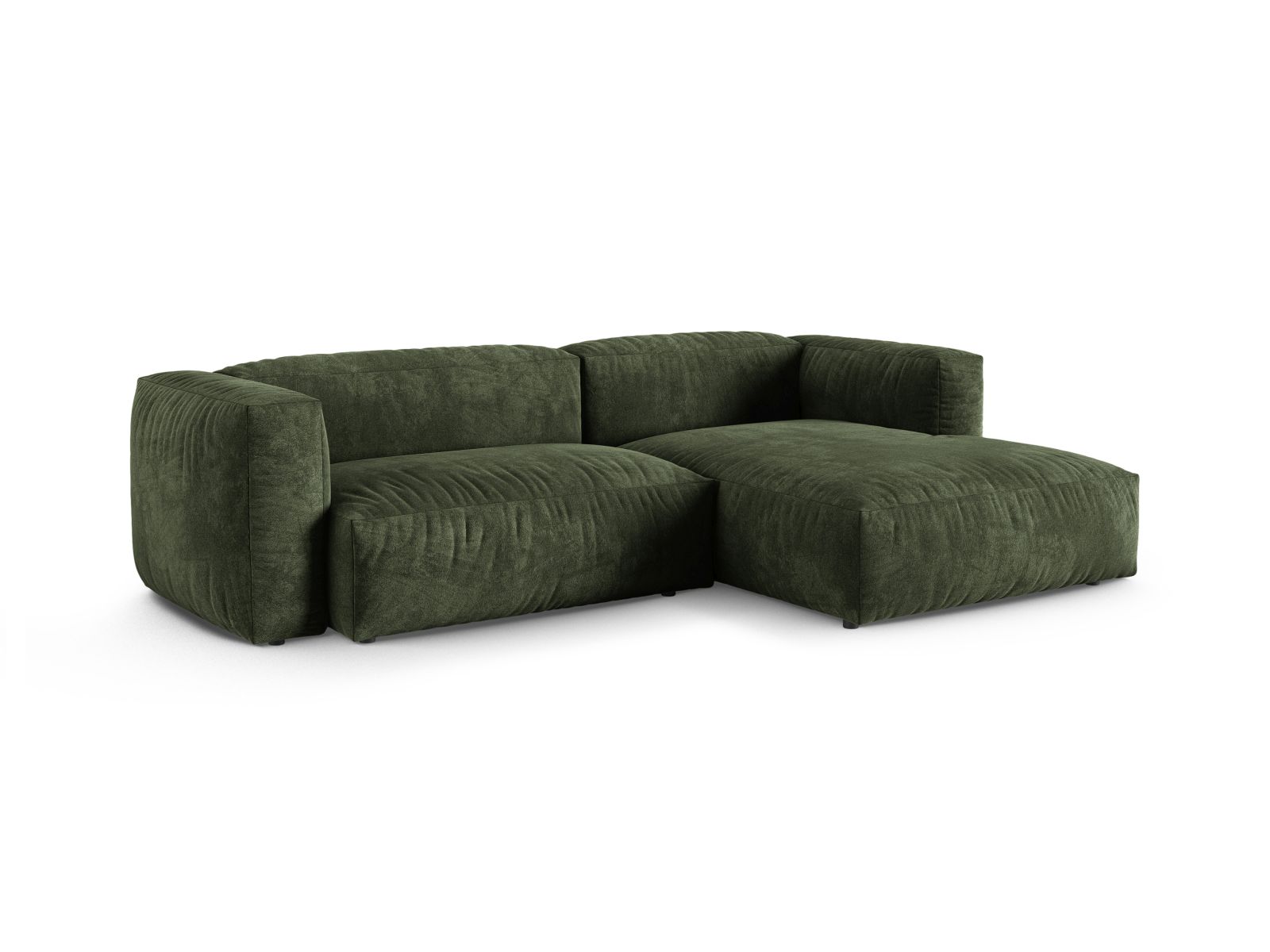 Velvet Modular Right Corner Sofa XL, "Martina", 2 Seats, 280x176x75