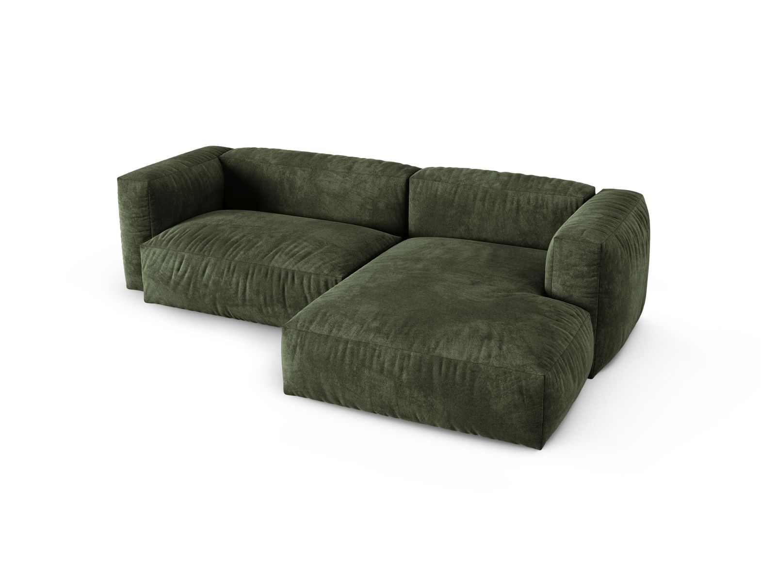 Velvet Modular Right Corner Sofa XL, "Martina", 2 Seats, 280x176x75