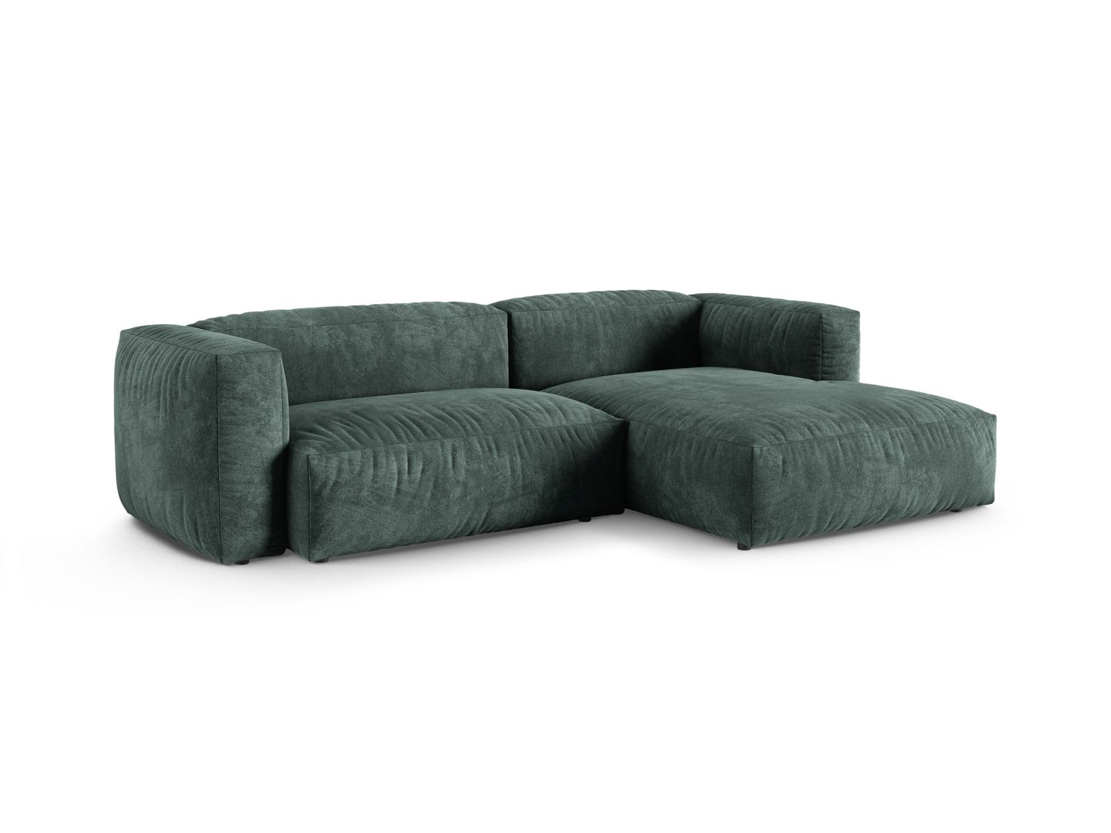 Velvet Modular Right Corner Sofa XL, "Martina", 2 Seats, 280x176x75