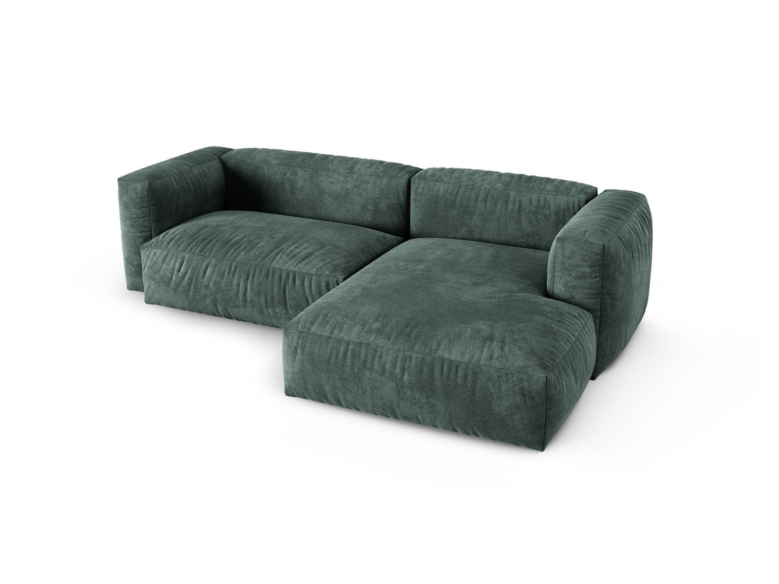 Velvet Modular Right Corner Sofa XL, "Martina", 2 Seats, 280x176x75