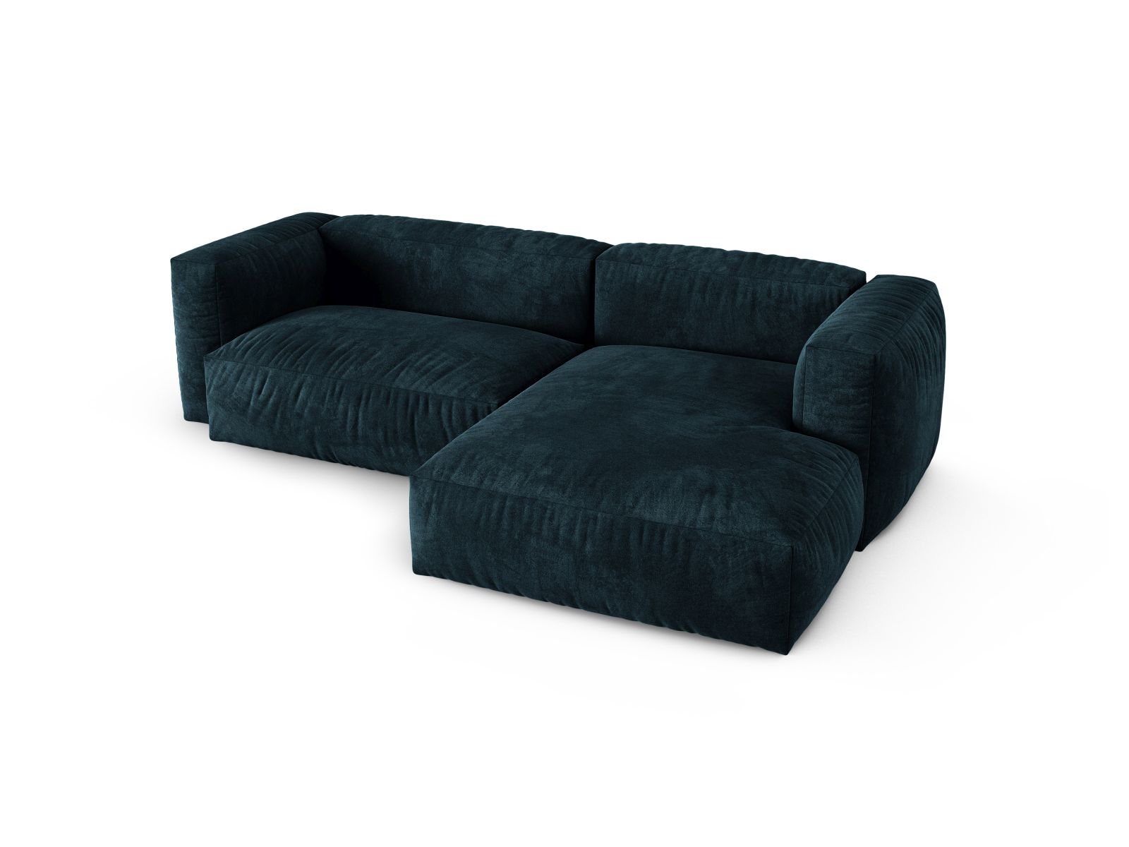Velvet Modular Right Corner Sofa XL, "Martina", 2 Seats, 280x176x75
