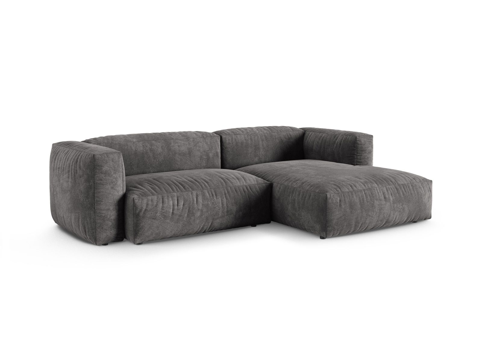 Velvet Modular Right Corner Sofa XL, "Martina", 2 Seats, 280x176x75