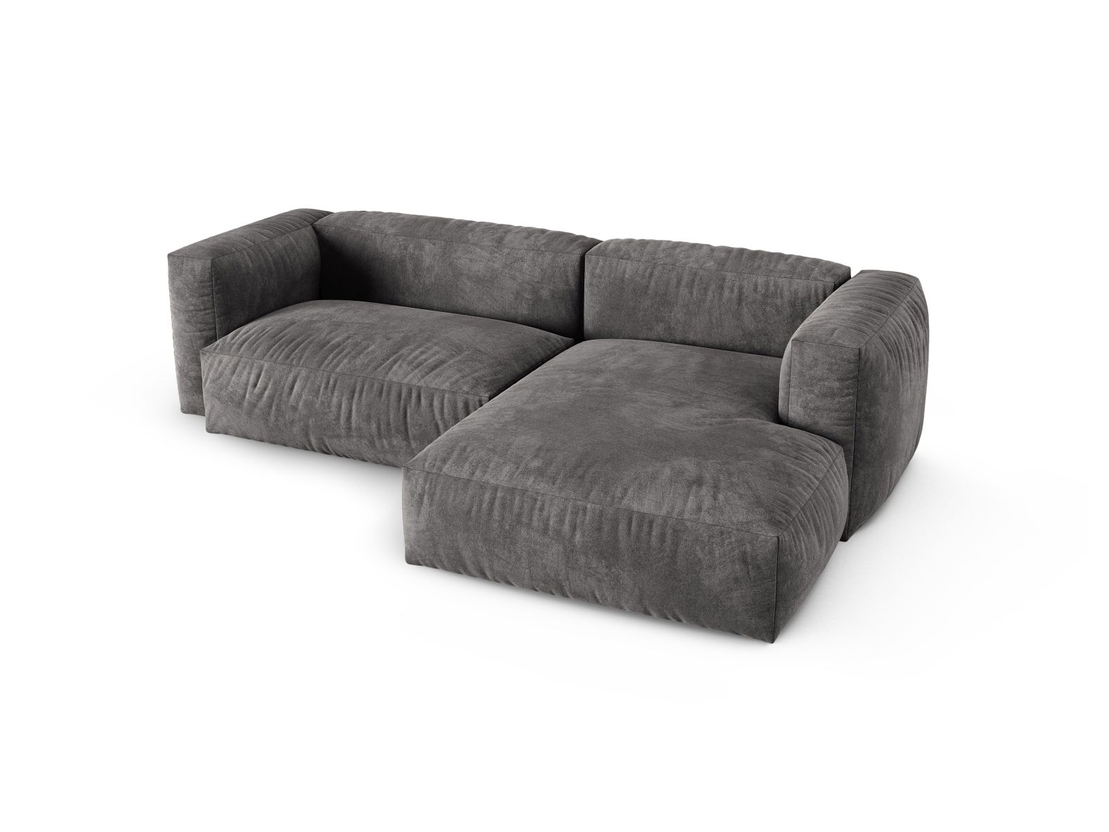 Velvet Modular Right Corner Sofa XL, "Martina", 2 Seats, 280x176x75