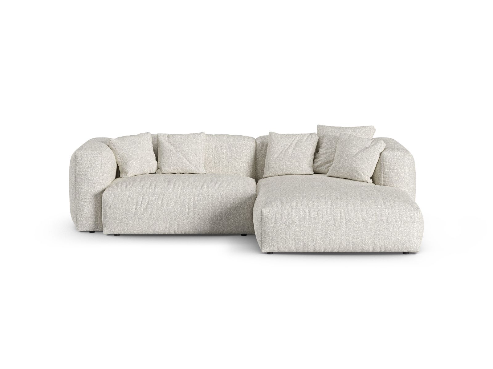 Boucle Modular Right Corner Sofa XL, "Martina", 2 Seats, 280x176x75