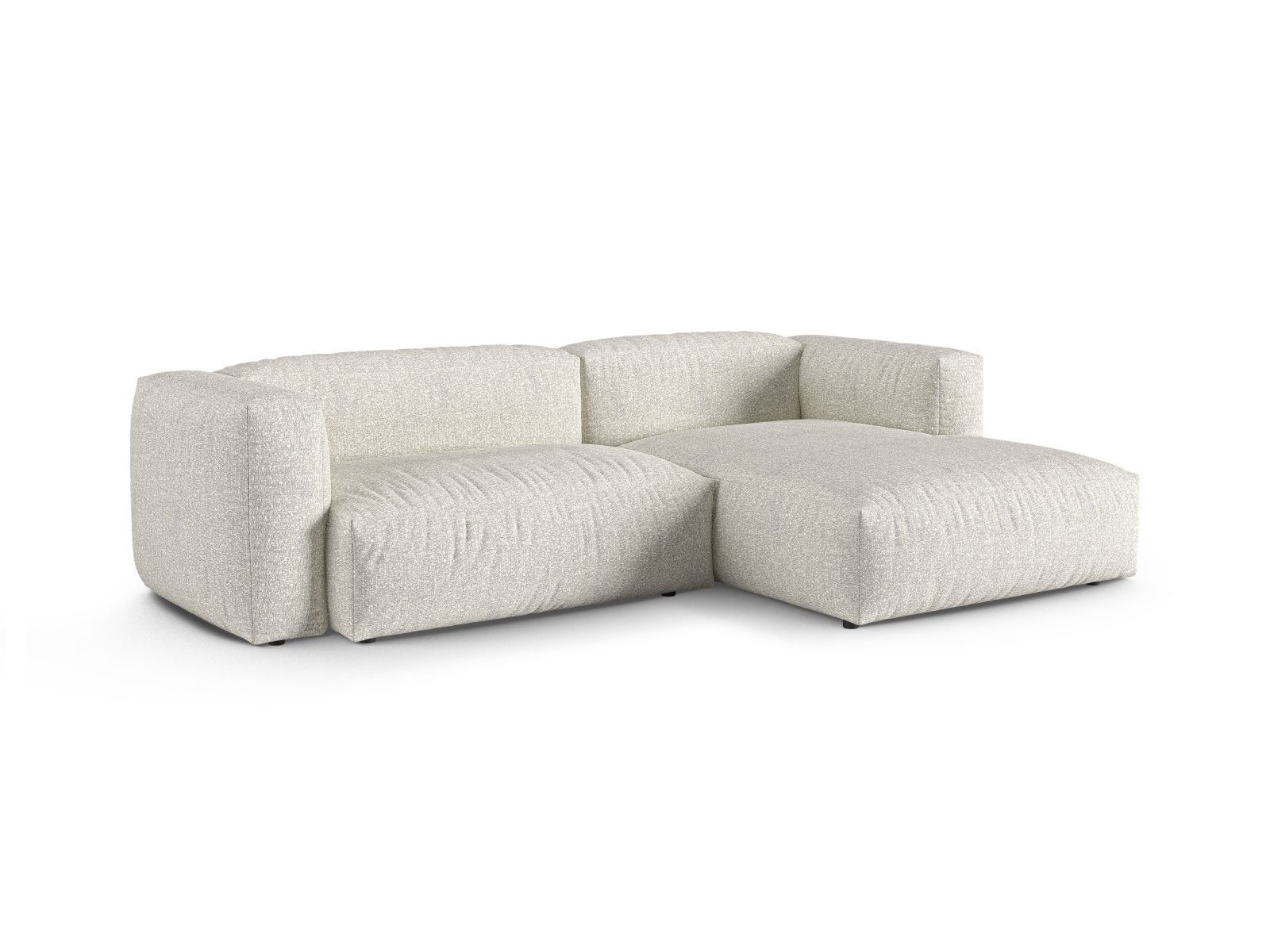 Boucle Modular Right Corner Sofa XL, "Martina", 2 Seats, 280x176x75
