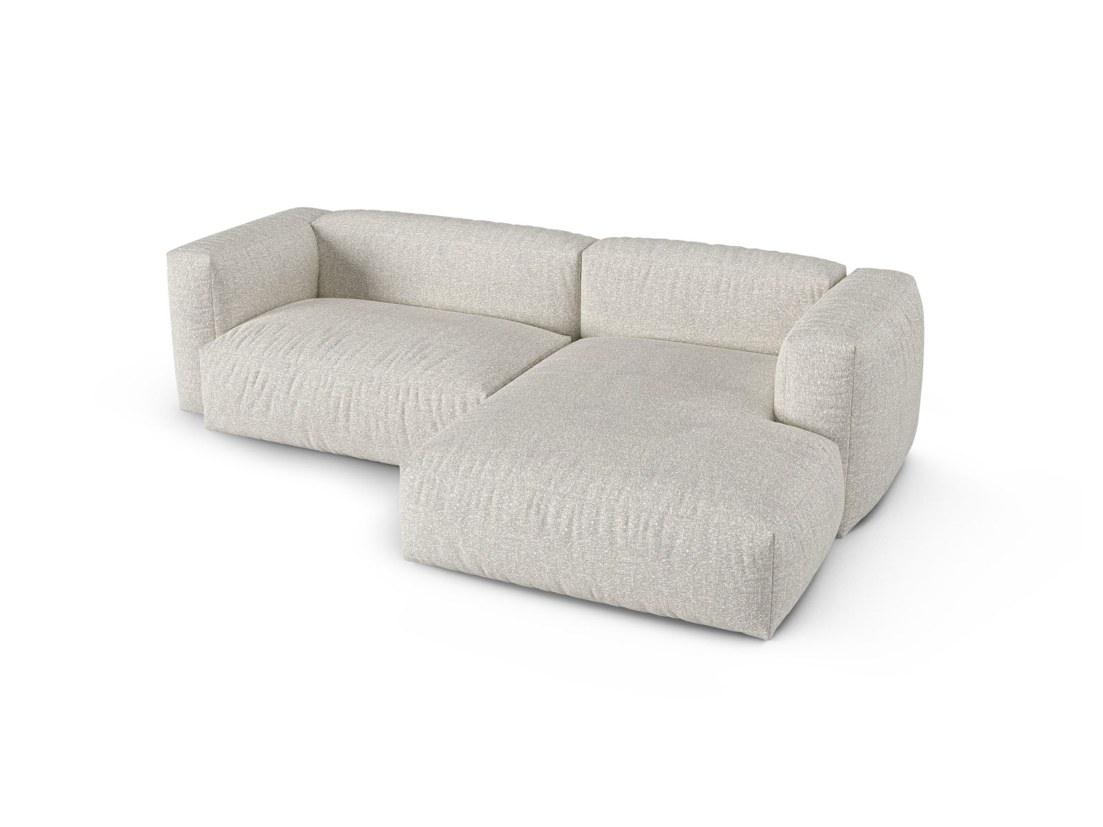 Boucle Modular Right Corner Sofa XL, "Martina", 2 Seats, 280x176x75
