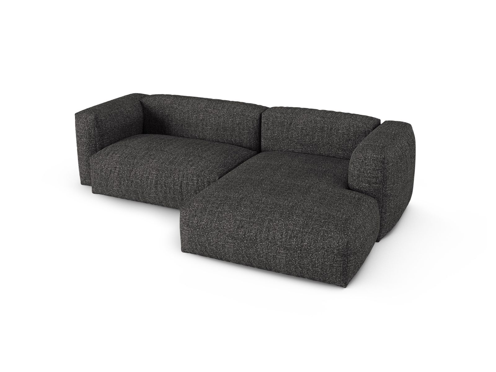 Boucle Modular Right Corner Sofa XL, "Martina", 2 Seats, 280x176x75