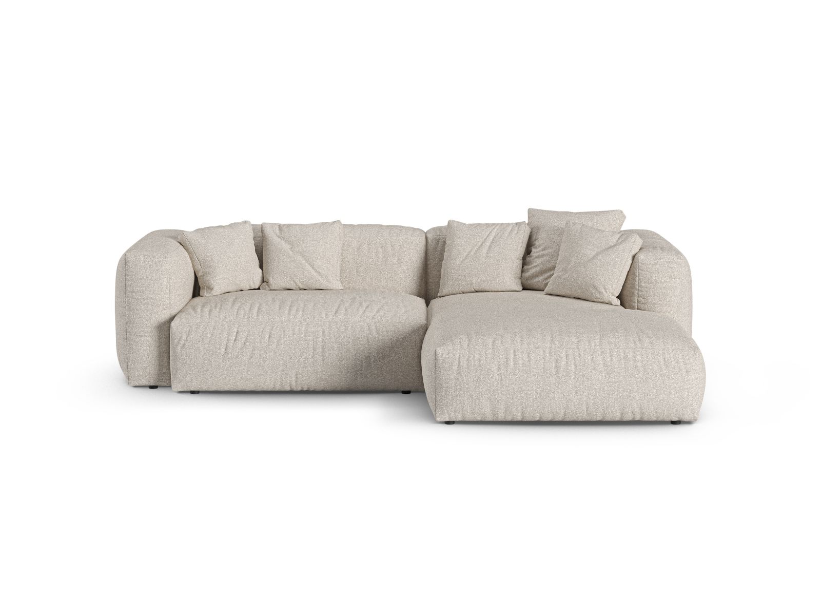 Boucle Modular Right Corner Sofa XL, "Martina", 2 Seats, 280x176x75