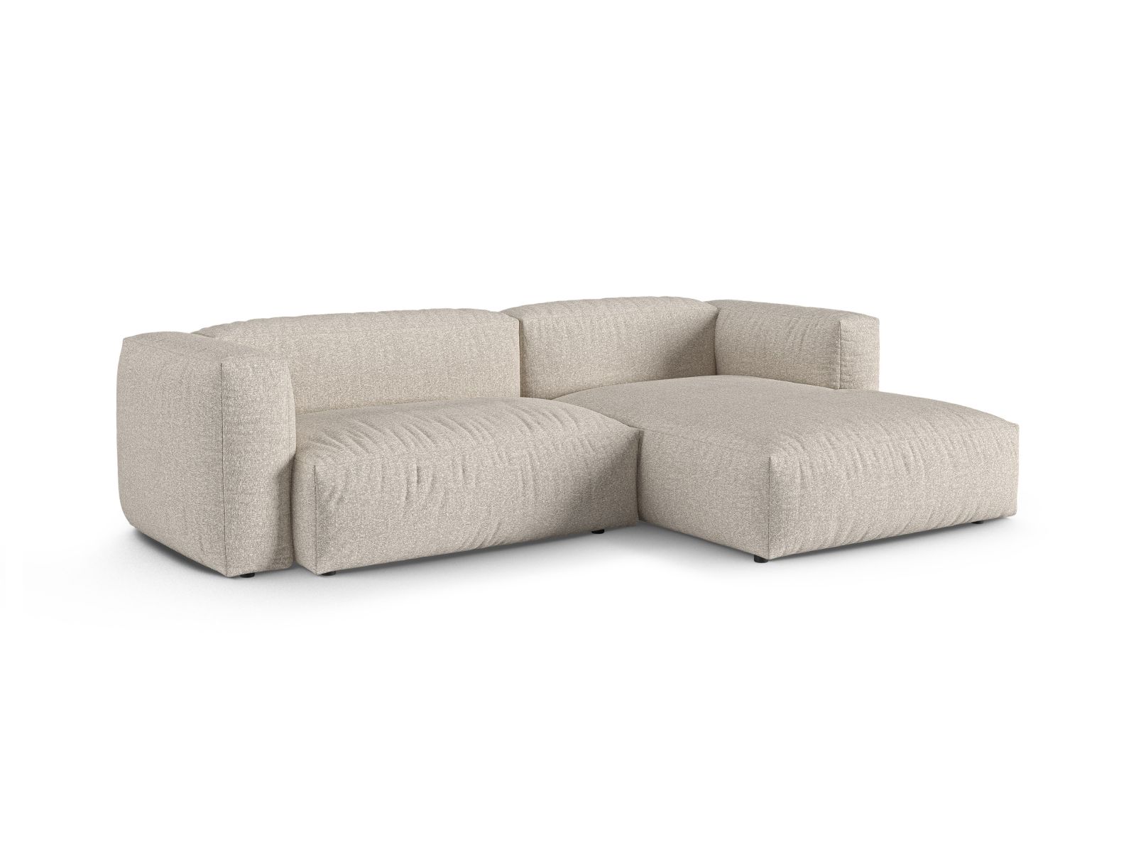 Boucle Modular Right Corner Sofa XL, "Martina", 2 Seats, 280x176x75