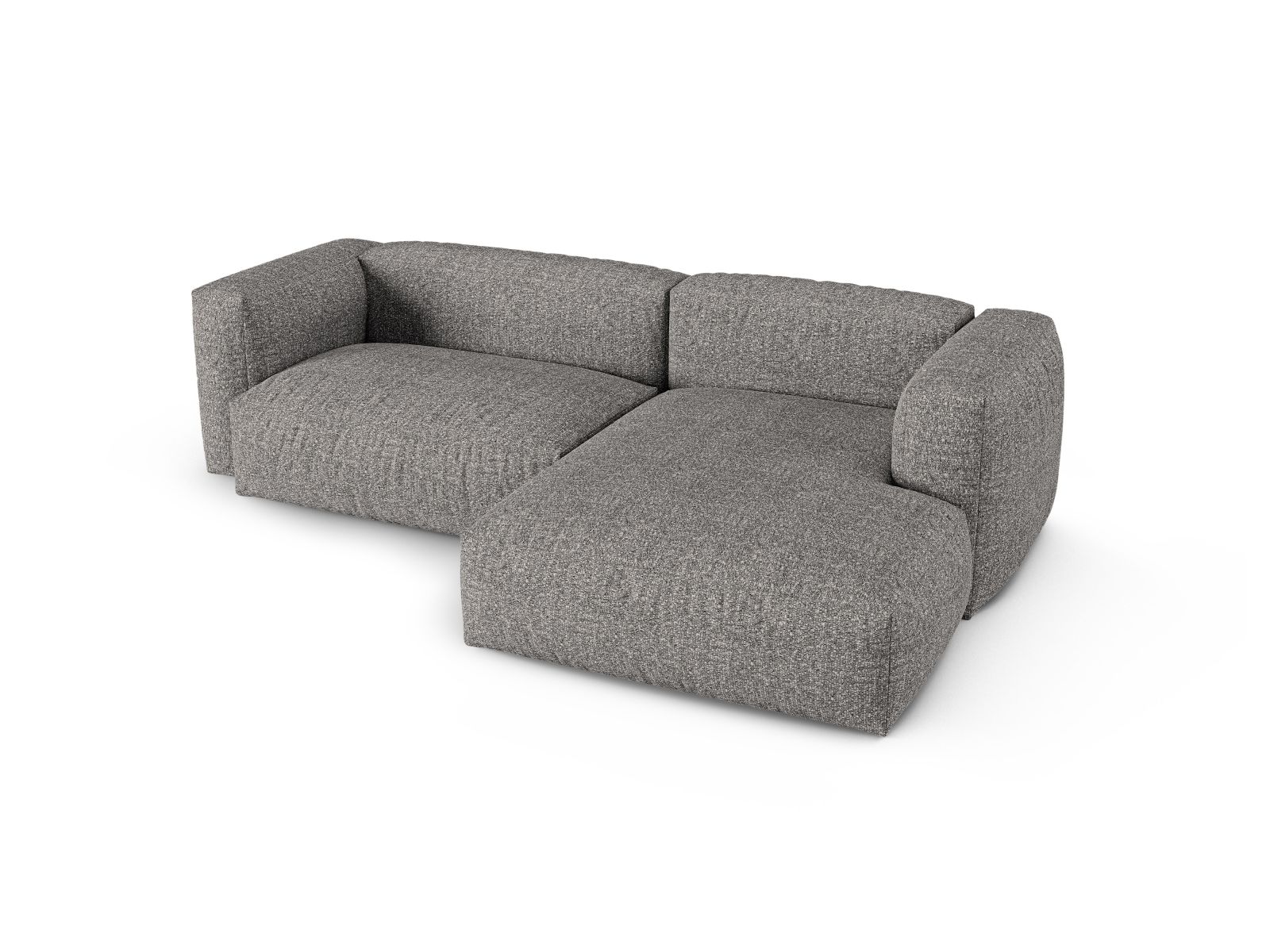 Boucle Modular Right Corner Sofa XL, "Martina", 2 Seats, 280x176x75
