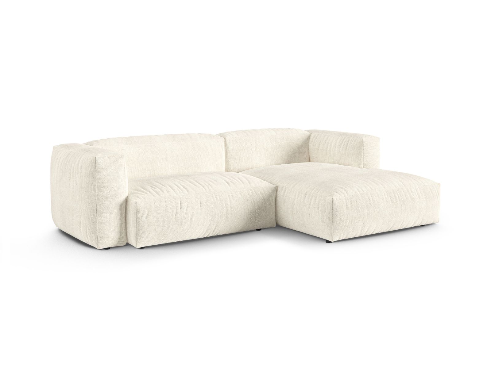 Boucle Modular Right Corner Sofa XL, "Martina", 2 Seats, 280x176x75