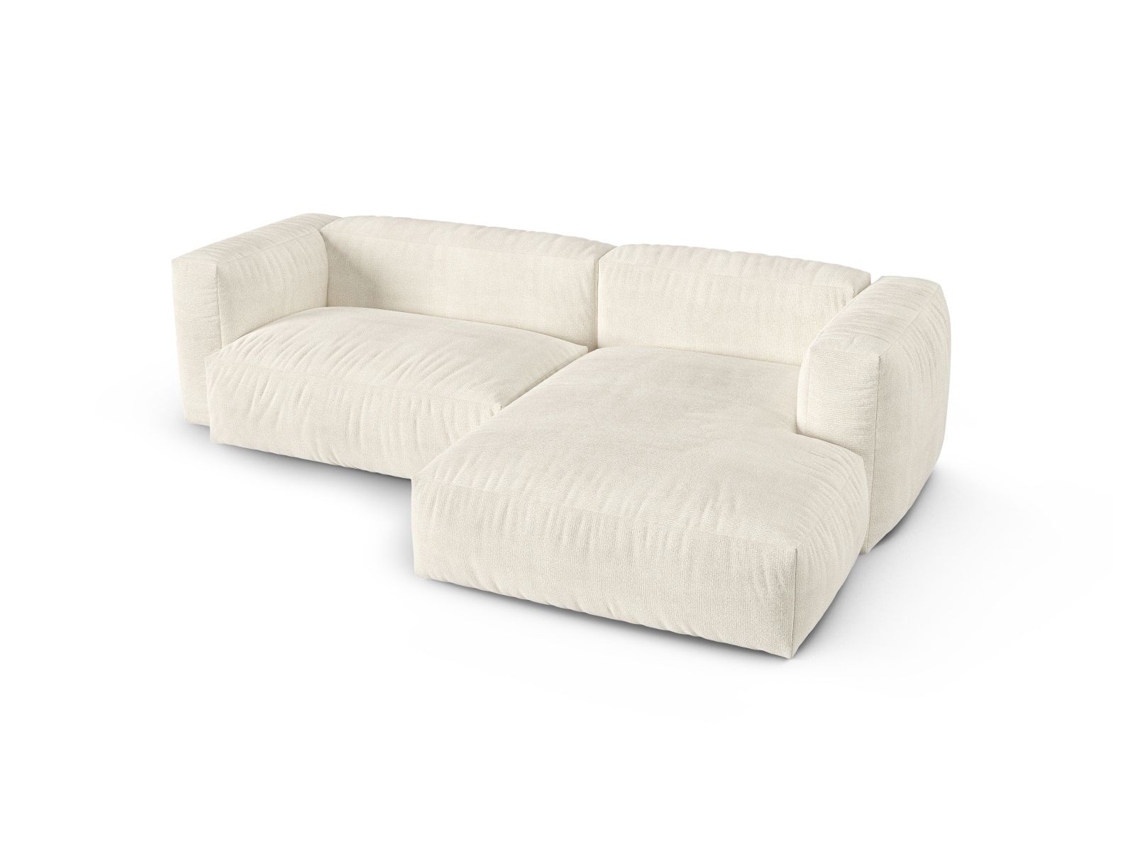 Boucle Modular Right Corner Sofa XL, "Martina", 2 Seats, 280x176x75