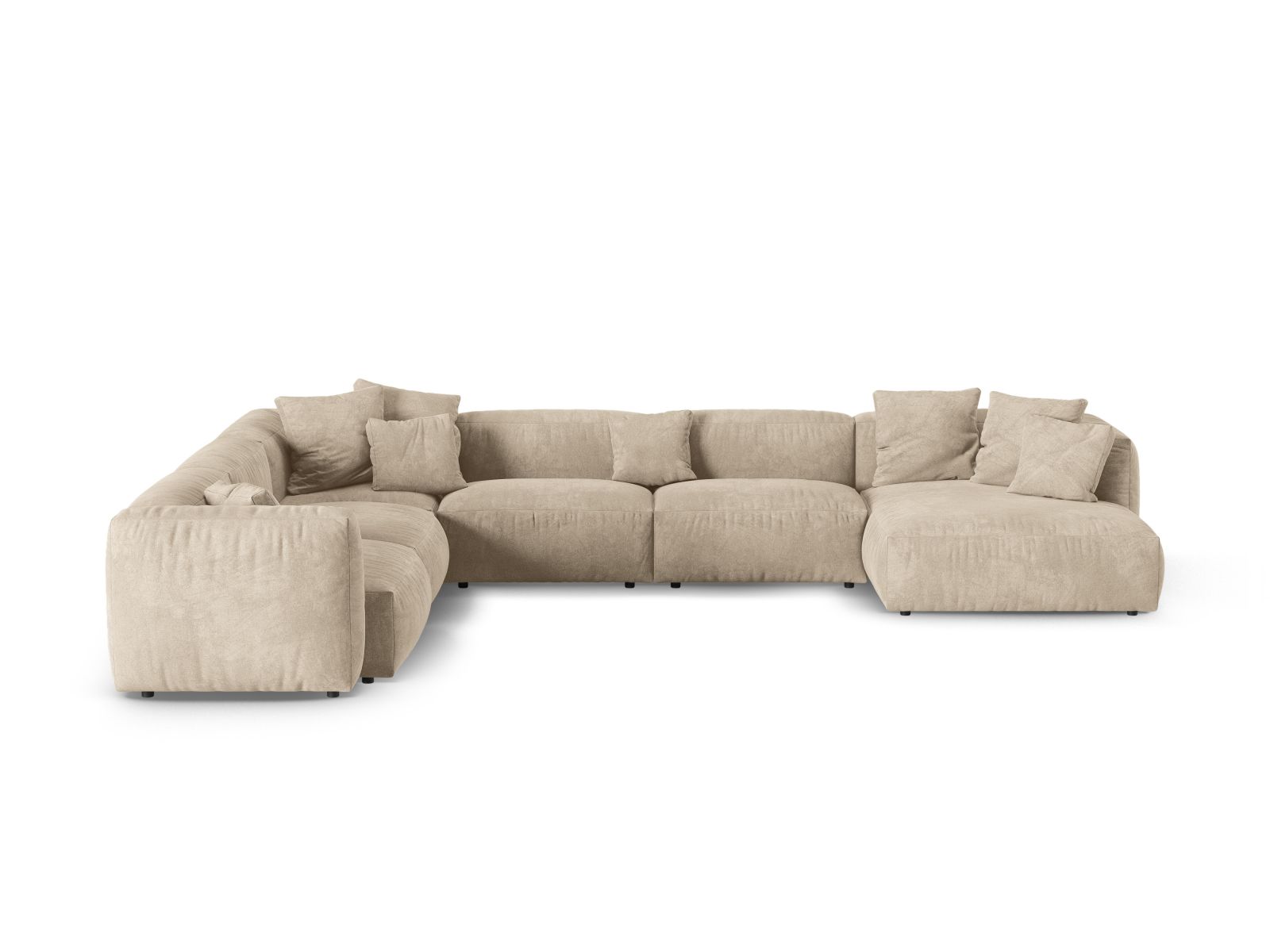 Velvet Modular Left Corner Sofa XL, "Martina", 6 Seats, 420x330x75