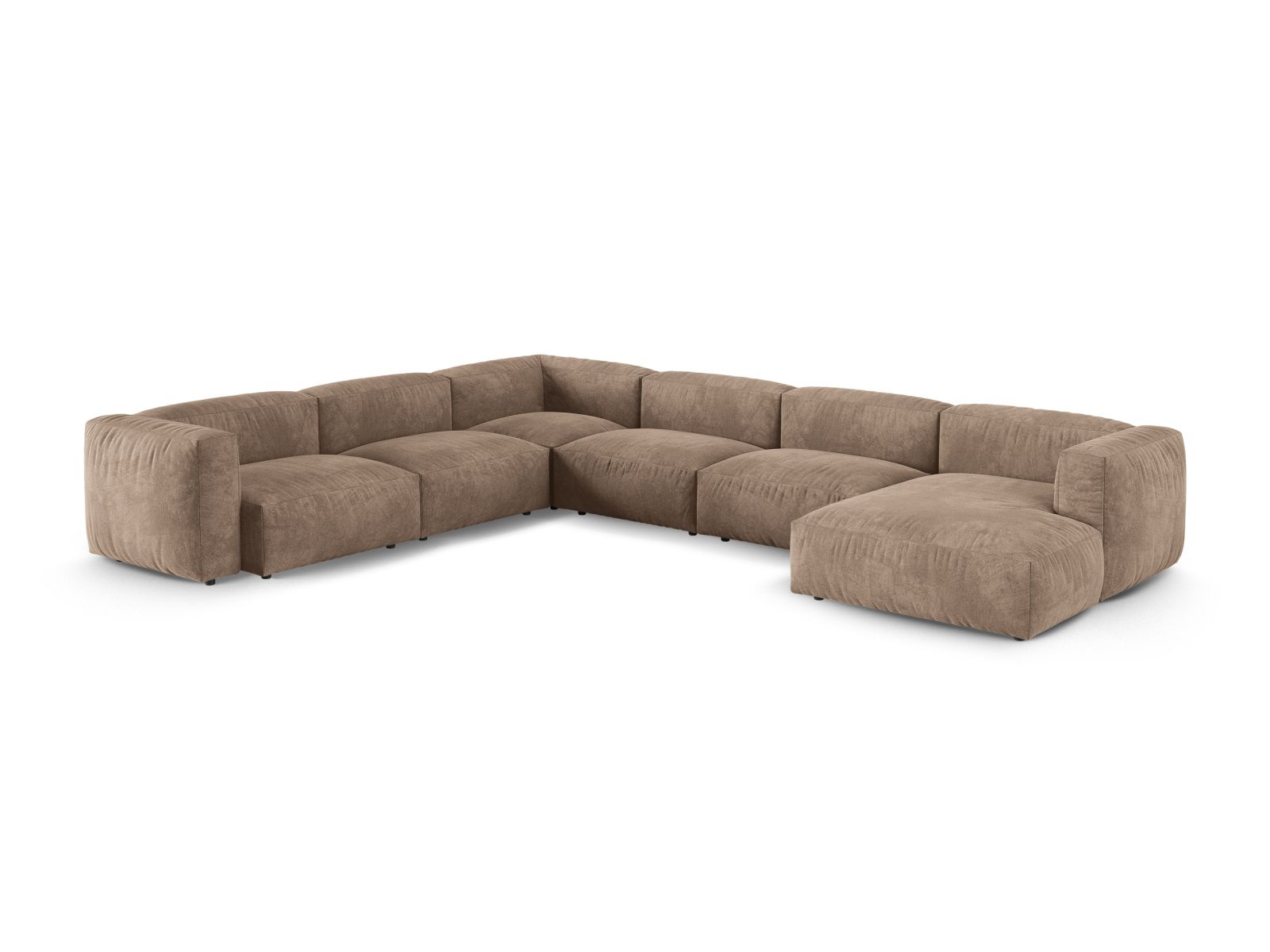 Velvet Modular Left Corner Sofa XL, "Martina", 6 Seats, 420x330x75