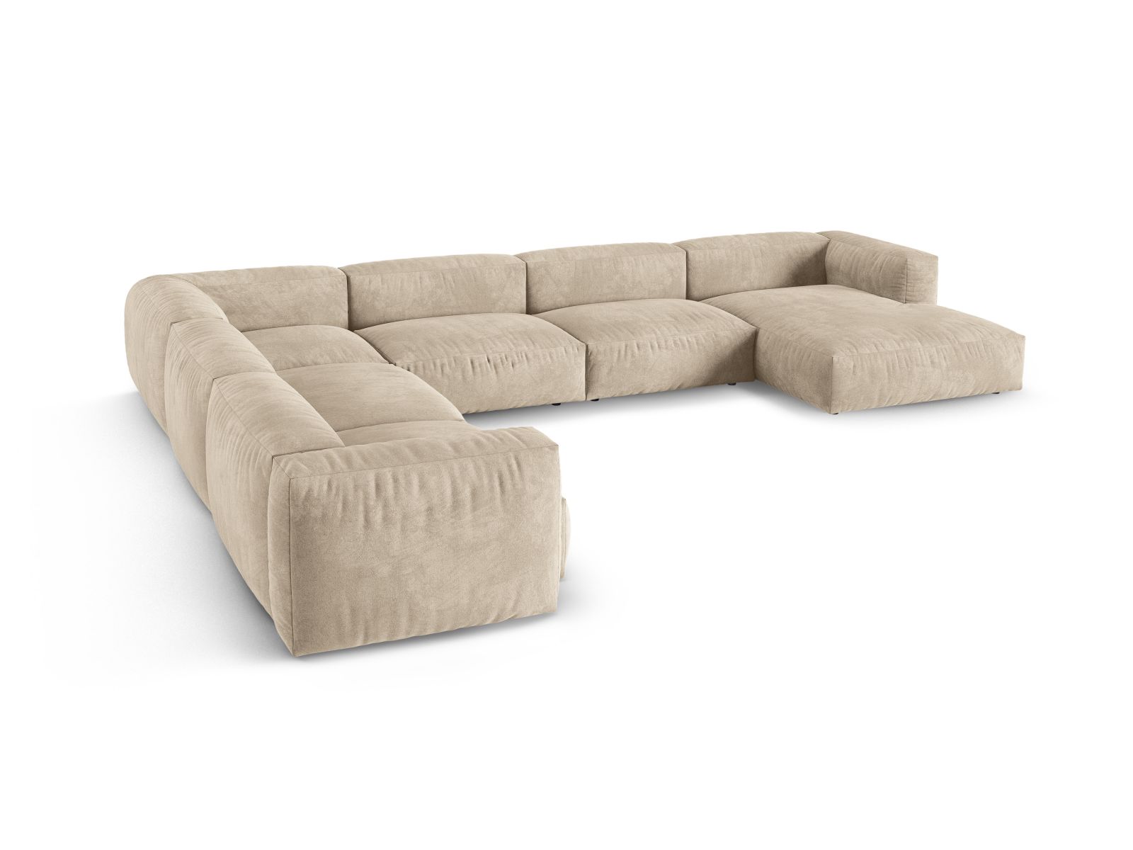 Velvet Modular Left Corner Sofa XL, "Martina", 6 Seats, 420x330x75