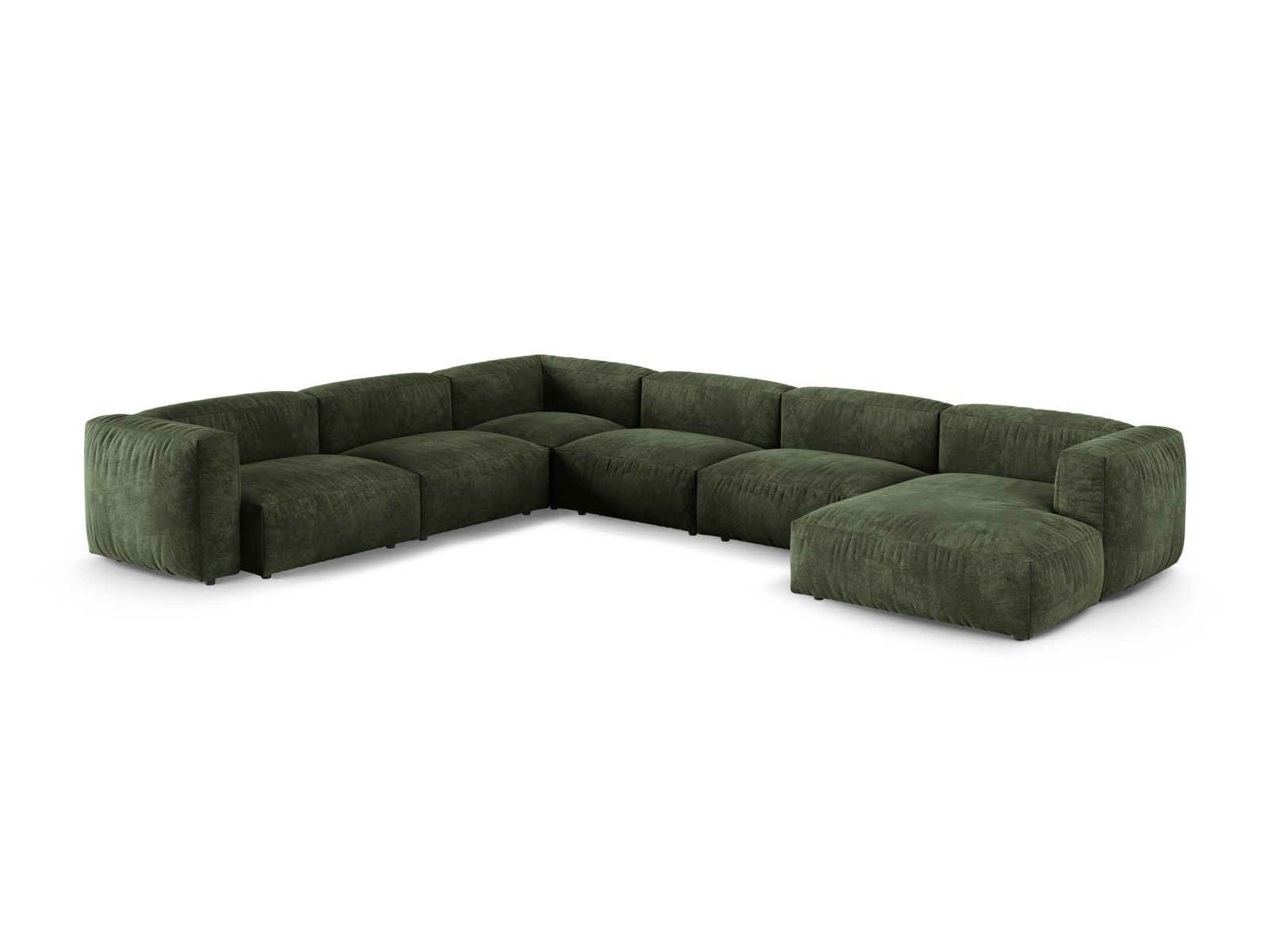 Velvet Modular Left Corner Sofa XL, "Martina", 6 Seats, 420x330x75