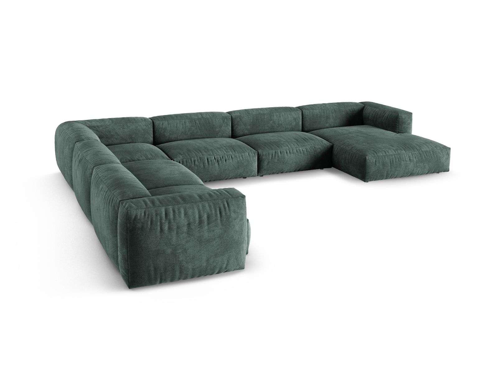 Velvet Modular Left Corner Sofa XL, "Martina", 6 Seats, 420x330x75