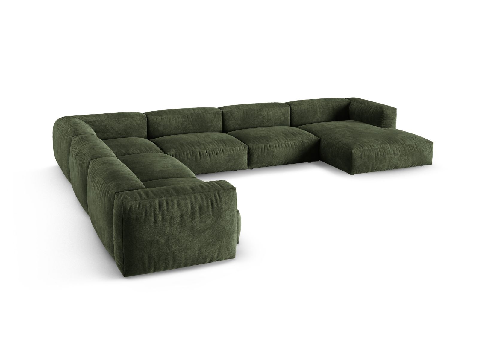 Velvet Modular Left Corner Sofa XL, "Martina", 6 Seats, 420x330x75